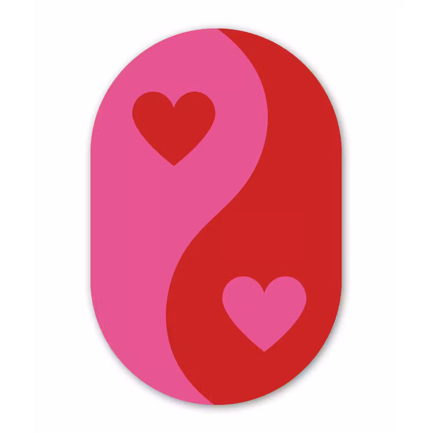 Minimalistisch - Rood - Roze - Hartjes Wandcirkel Ovaal Glas middel -3d