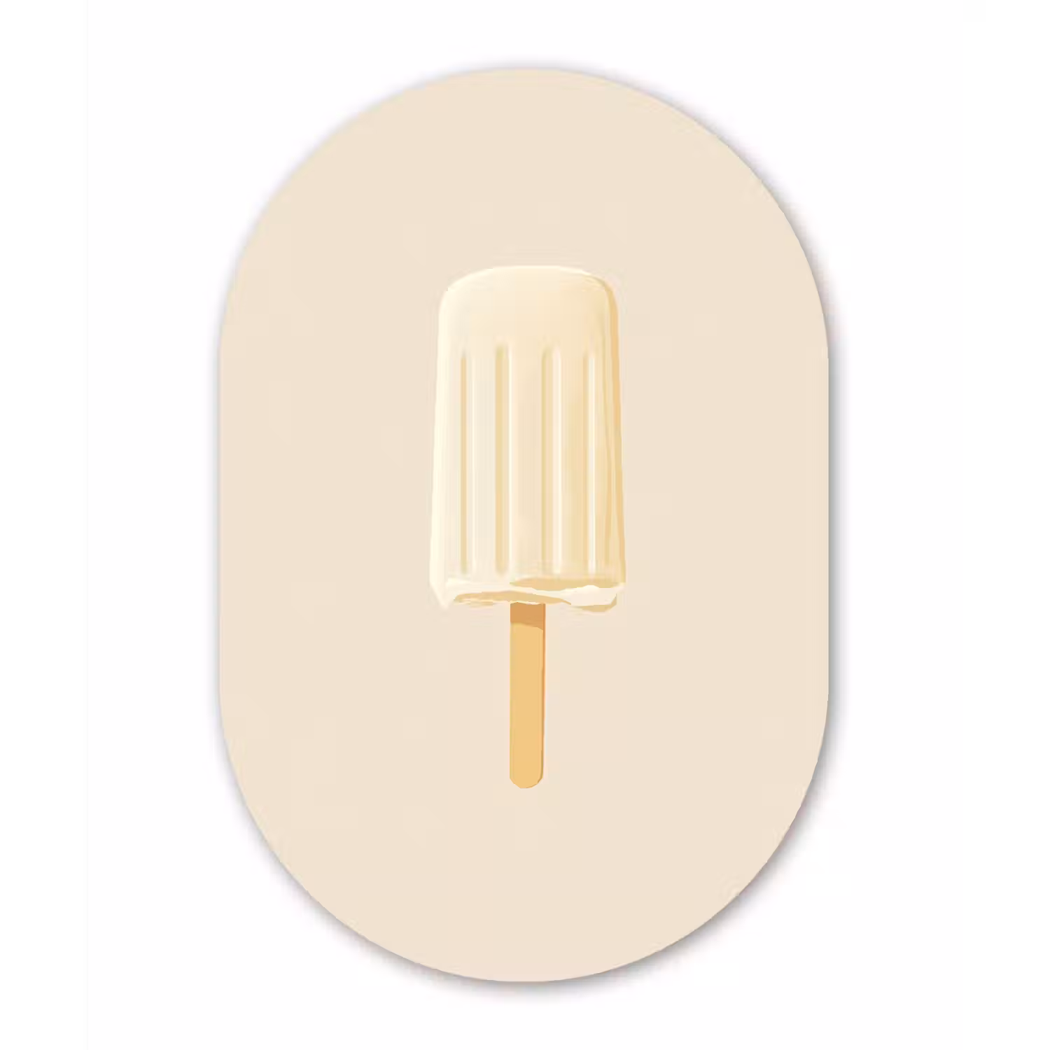 Minimalistisch - Waterijsje - Stokje - Beige Wandcirkel Ovaal Glas middel -3d