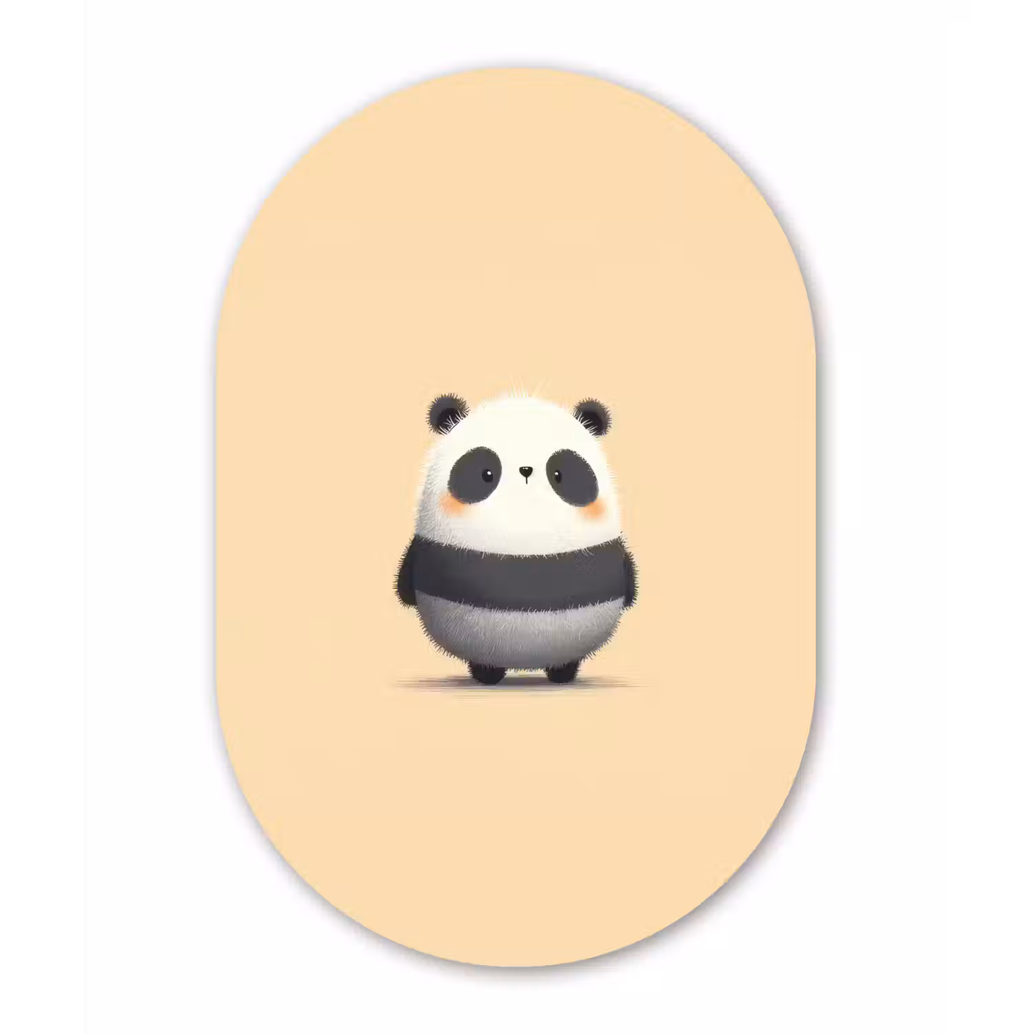 Panda - Beige - Minimalistisch Wandcirkel Ovaal Glas middel -3d