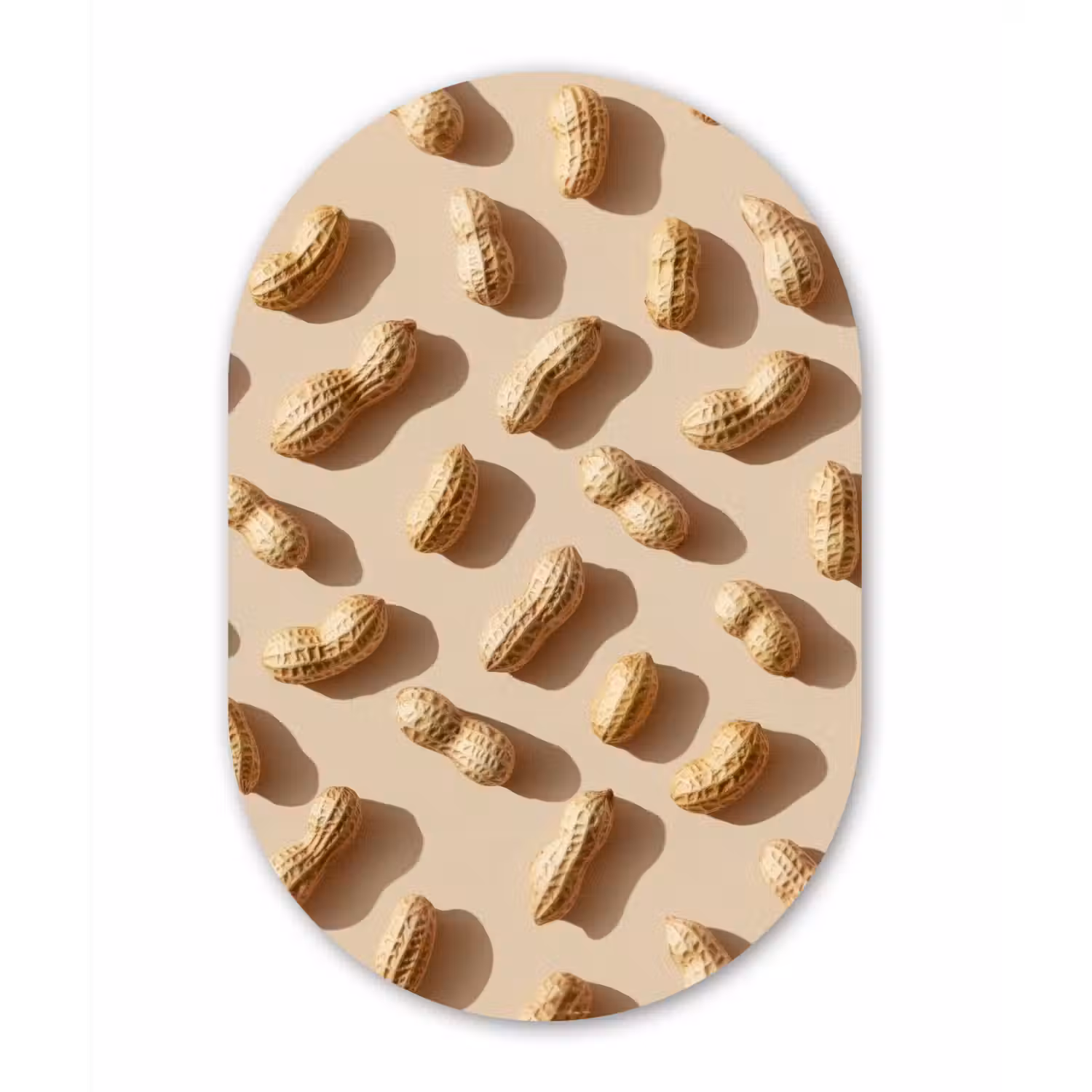 Pinda's - Patroon - Beige Wandcirkel Ovaal Glas middel -3d