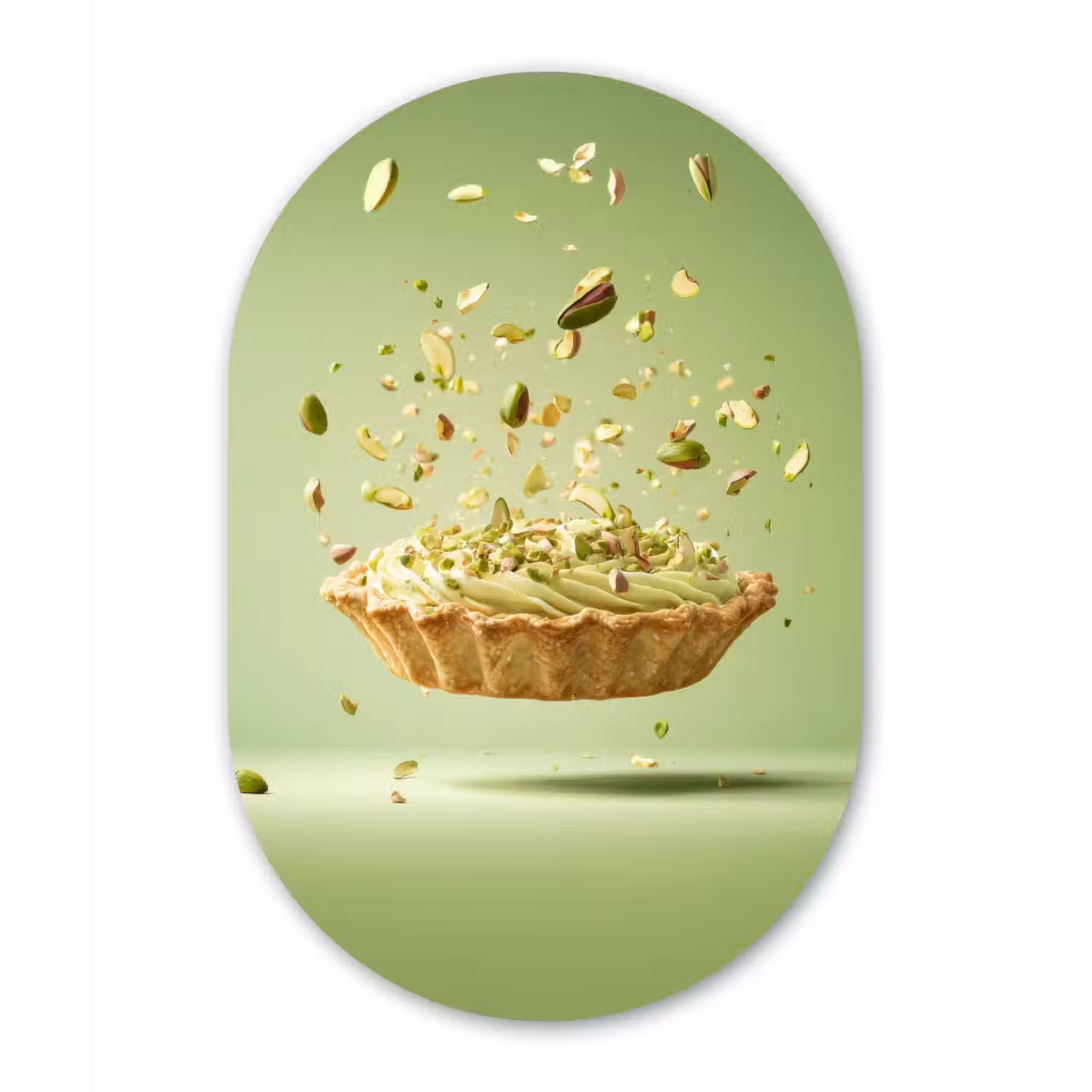 Pistache - Taart - Noten - Eten Wandcirkel Ovaal Glas middel -3d