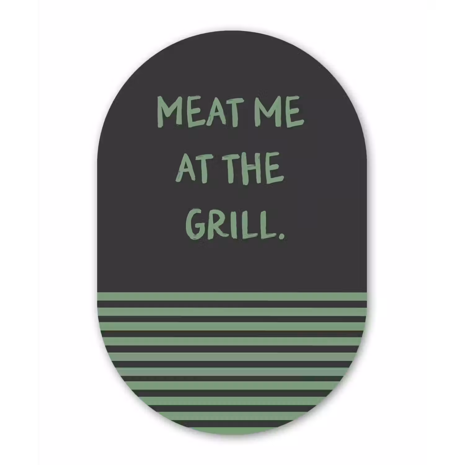 Quote - Groen - Grill - Zomer Wandcirkel Ovaal Glas middel -3d