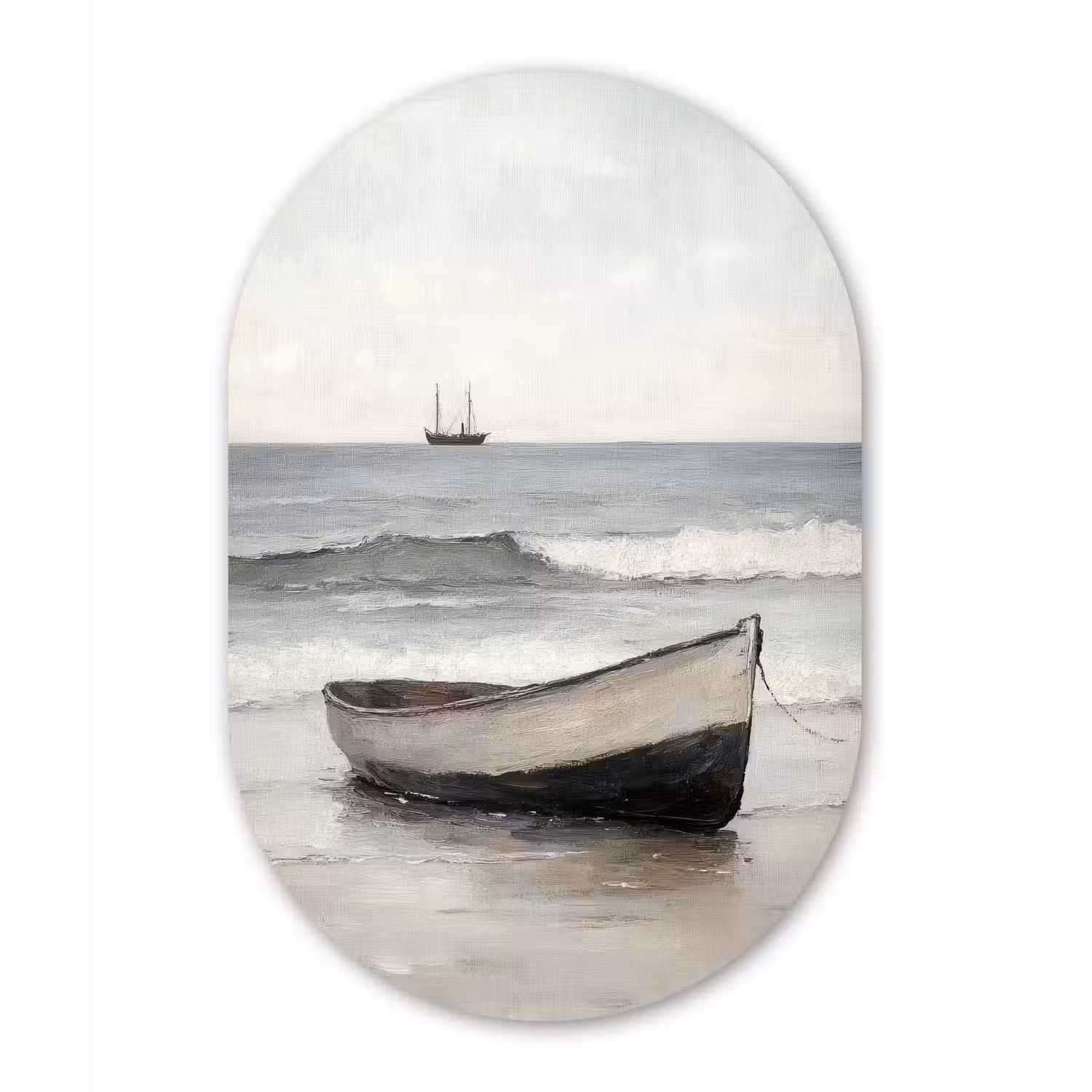 Roeiboot - Zee - Horizon Wandcirkel Ovaal Glas middel -3d