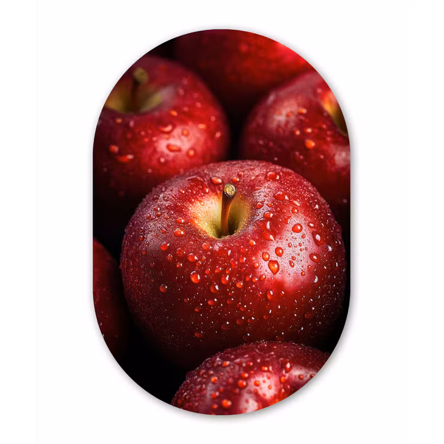 Rood - Appels - Fruit Wandcirkel Ovaal Glas middel -3d