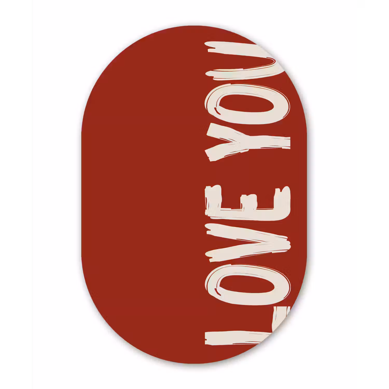 Schuin - Loveyou - Rood Wandcirkel Ovaal Glas middel -3d
