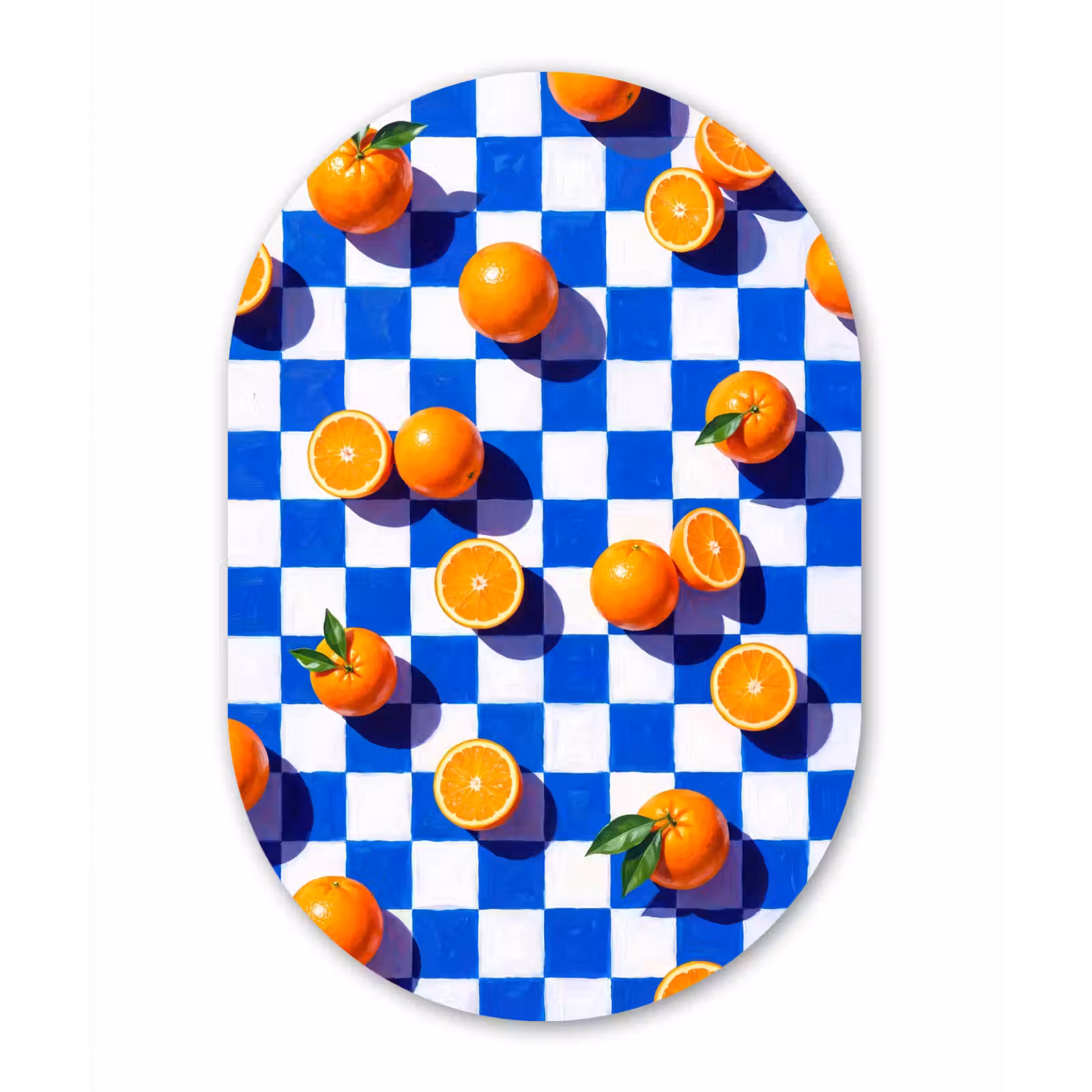 Muurovaal glas - Sinaasappel - Geruit - Eten - Sinaasappel - Geruit - Eten Wandcirkel Ovaal Glas middel