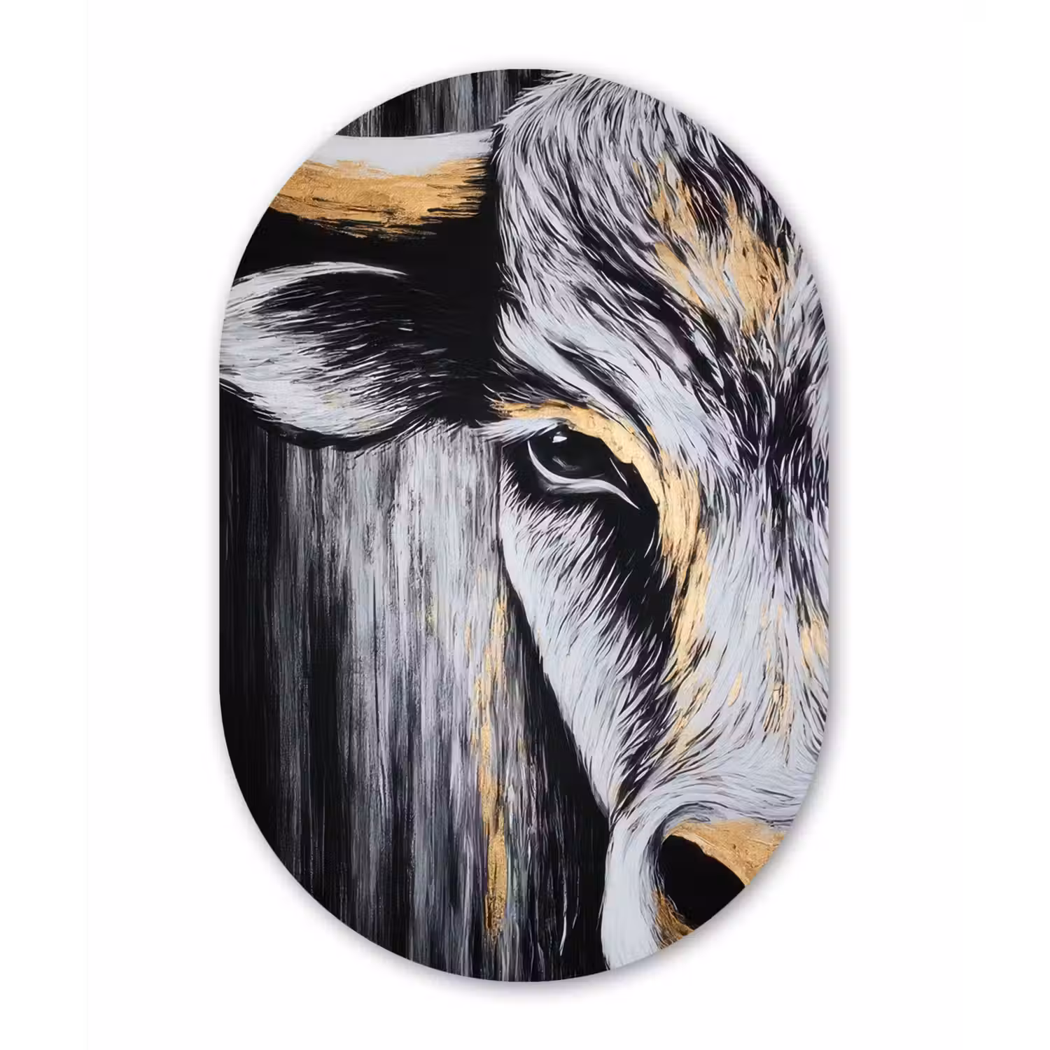 Stier - Hoorns - Snuit - Goud Wandcirkel Ovaal Glas middel -3d