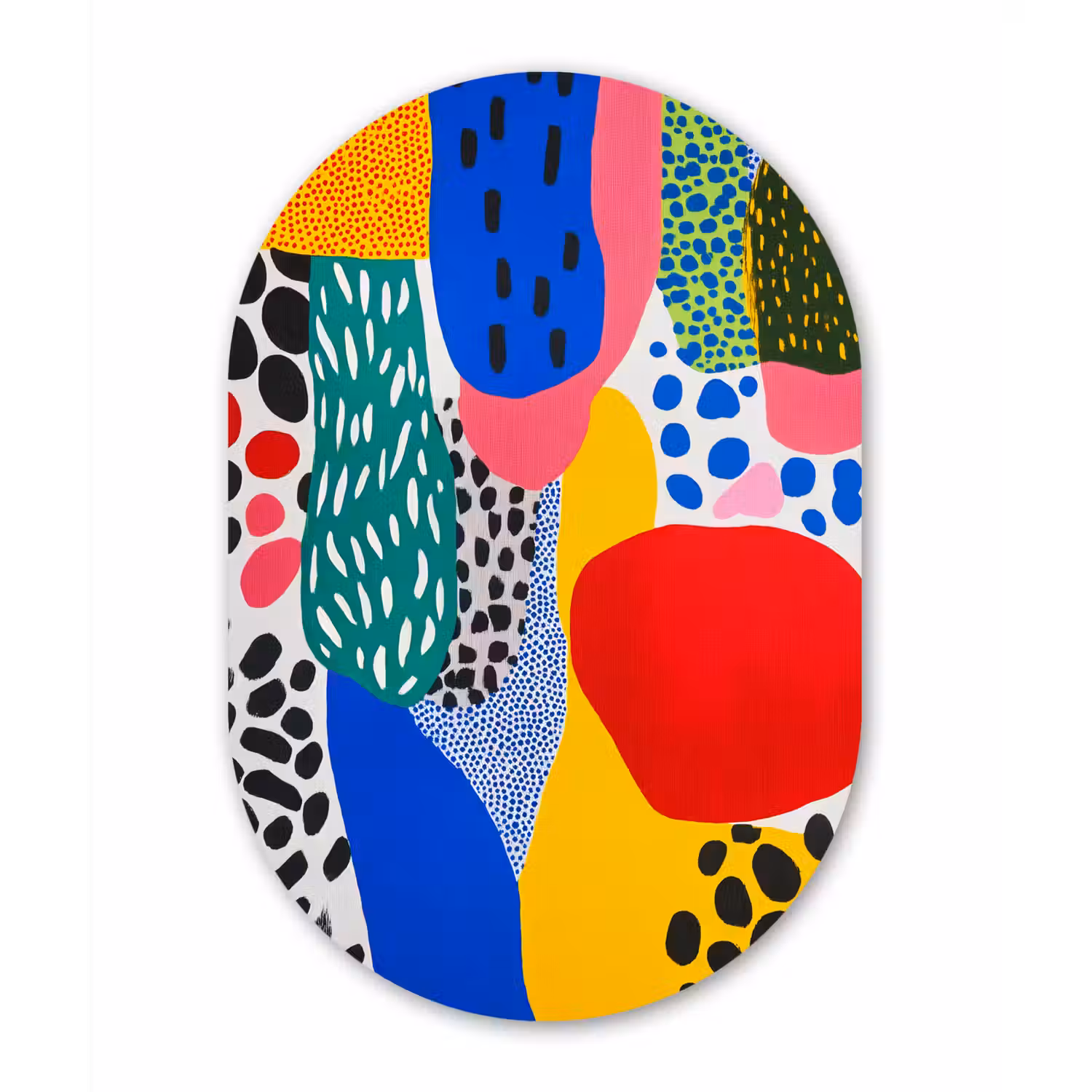 Stippen - Vormen - Modern - Kleuren Wandcirkel Ovaal Glas middel -3d