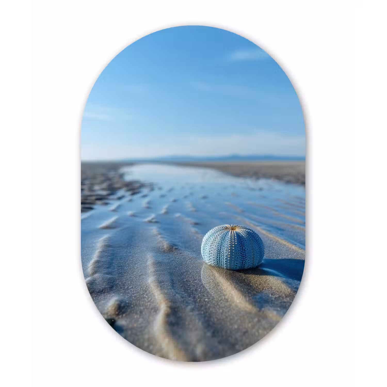 Strand - Schild - Water - Blauw Wandcirkel Ovaal Glas middel -3d