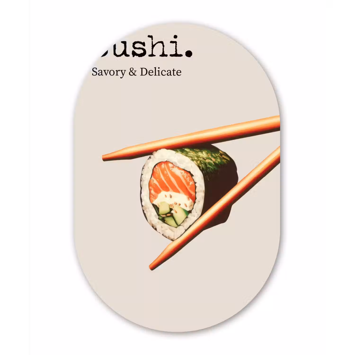 Sushi - Zalm - Rijst - Japans Wandcirkel Ovaal Glas middel -3d