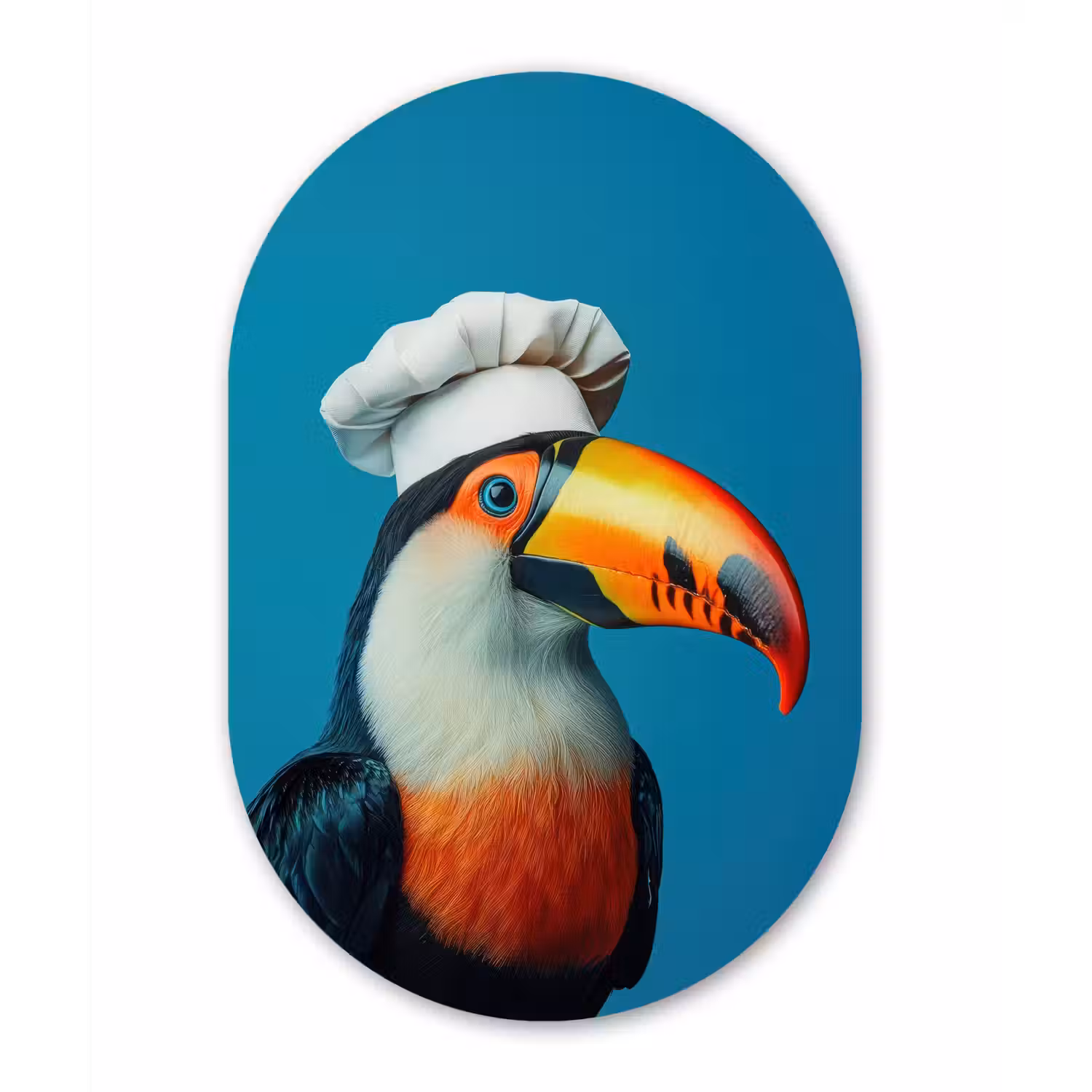 Toekan - Papegaai - Vogel - Koksmuts Wandcirkel Ovaal Glas middel -3d