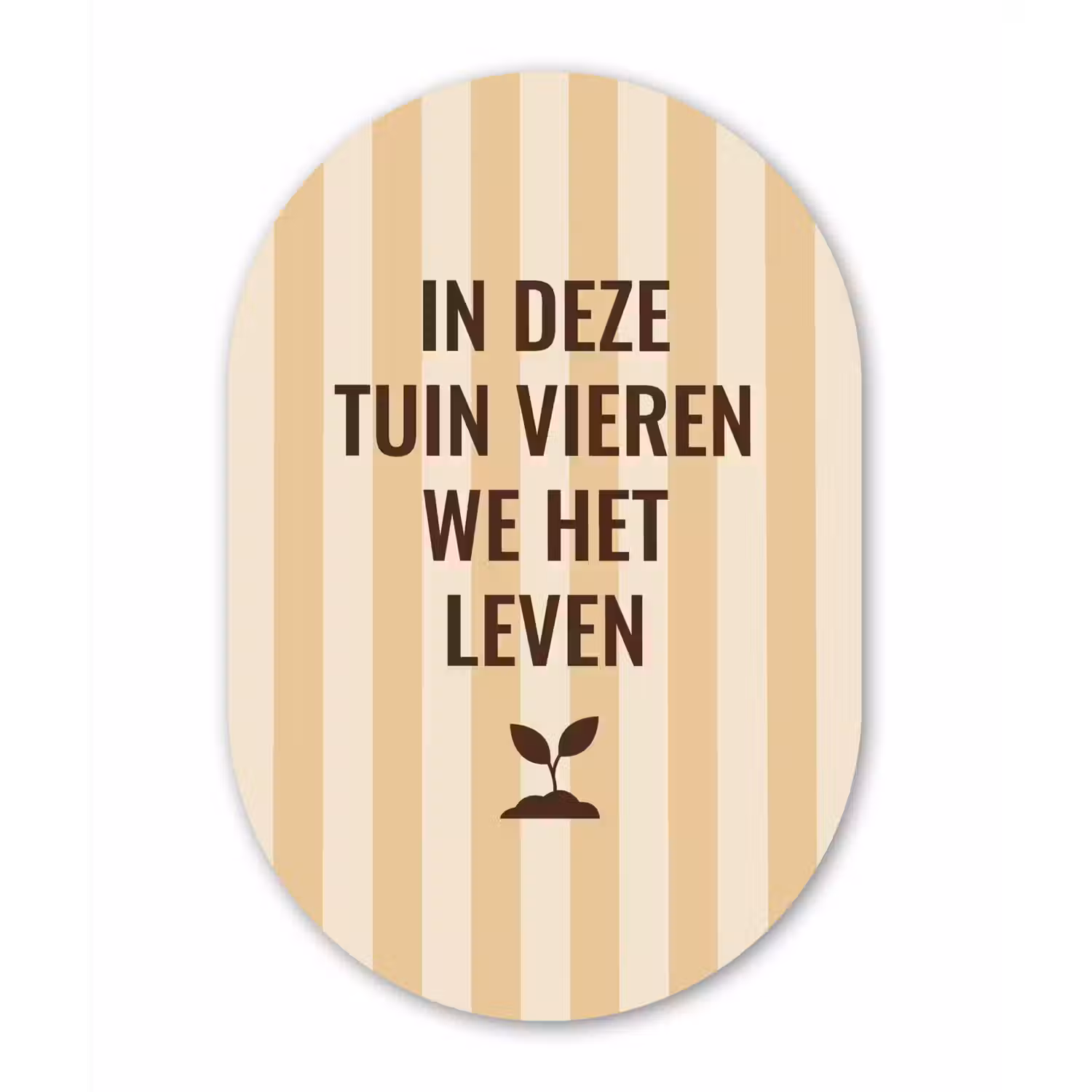 Tuin - Quote - Strepen - Zomer Wandcirkel Ovaal Glas middel -3d