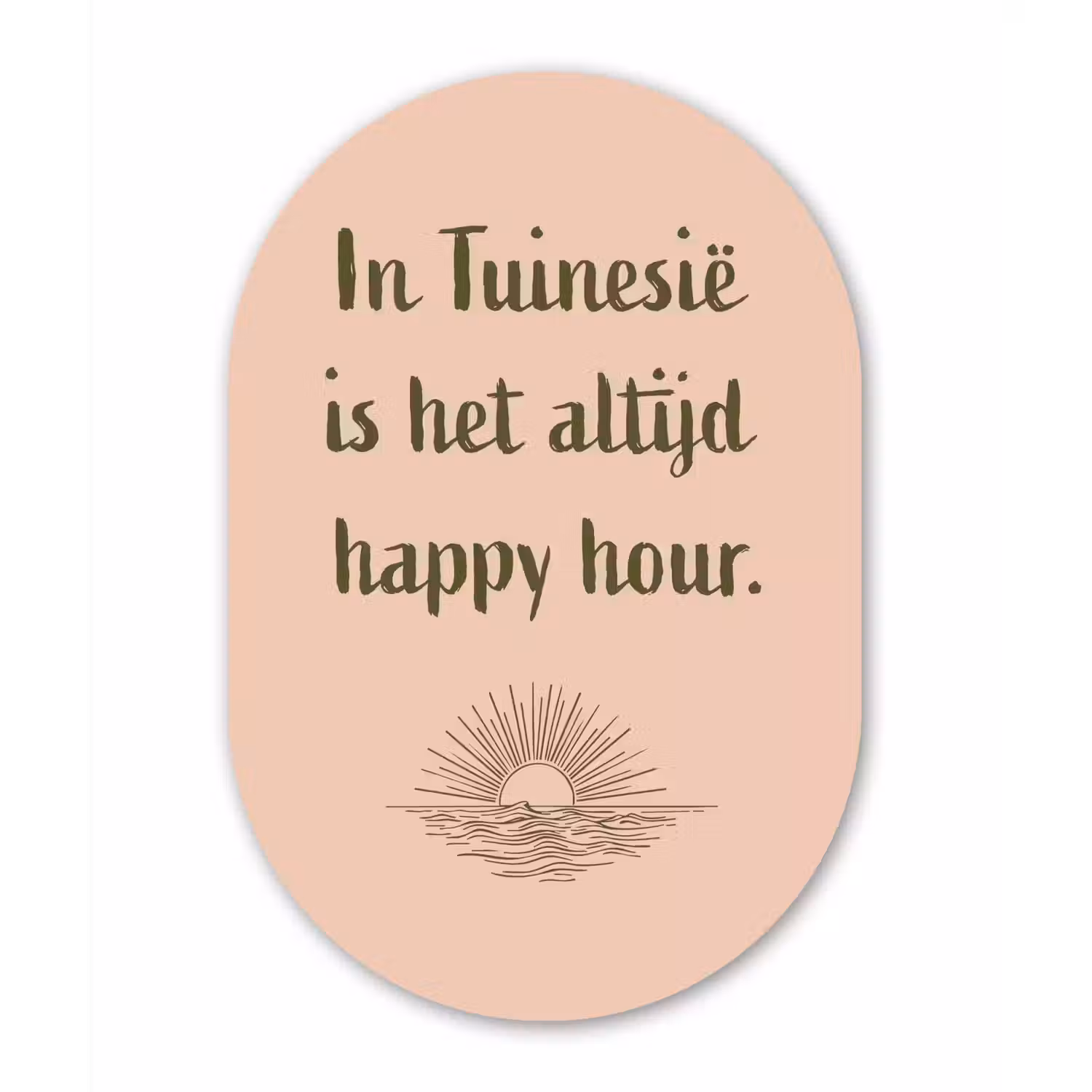 Tuin - Roze - Quote - Zon Wandcirkel Ovaal Glas middel -3d