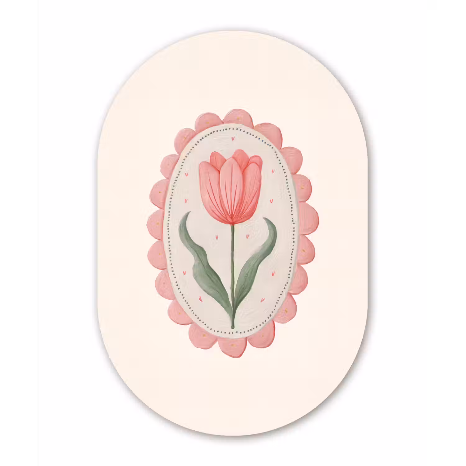 Tulp - Lijst - Ovaal - Illustratie Wandcirkel Ovaal Glas middel -3d