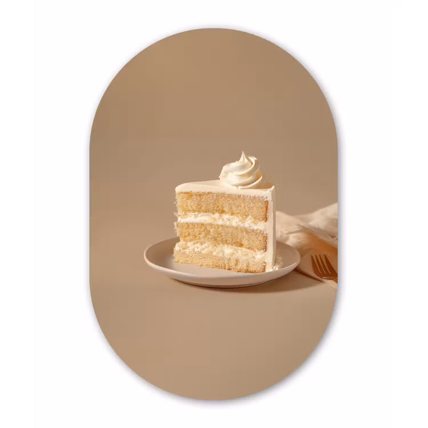 Vanilletaart - Cake - Romig Wandcirkel Ovaal Glas middel -3d