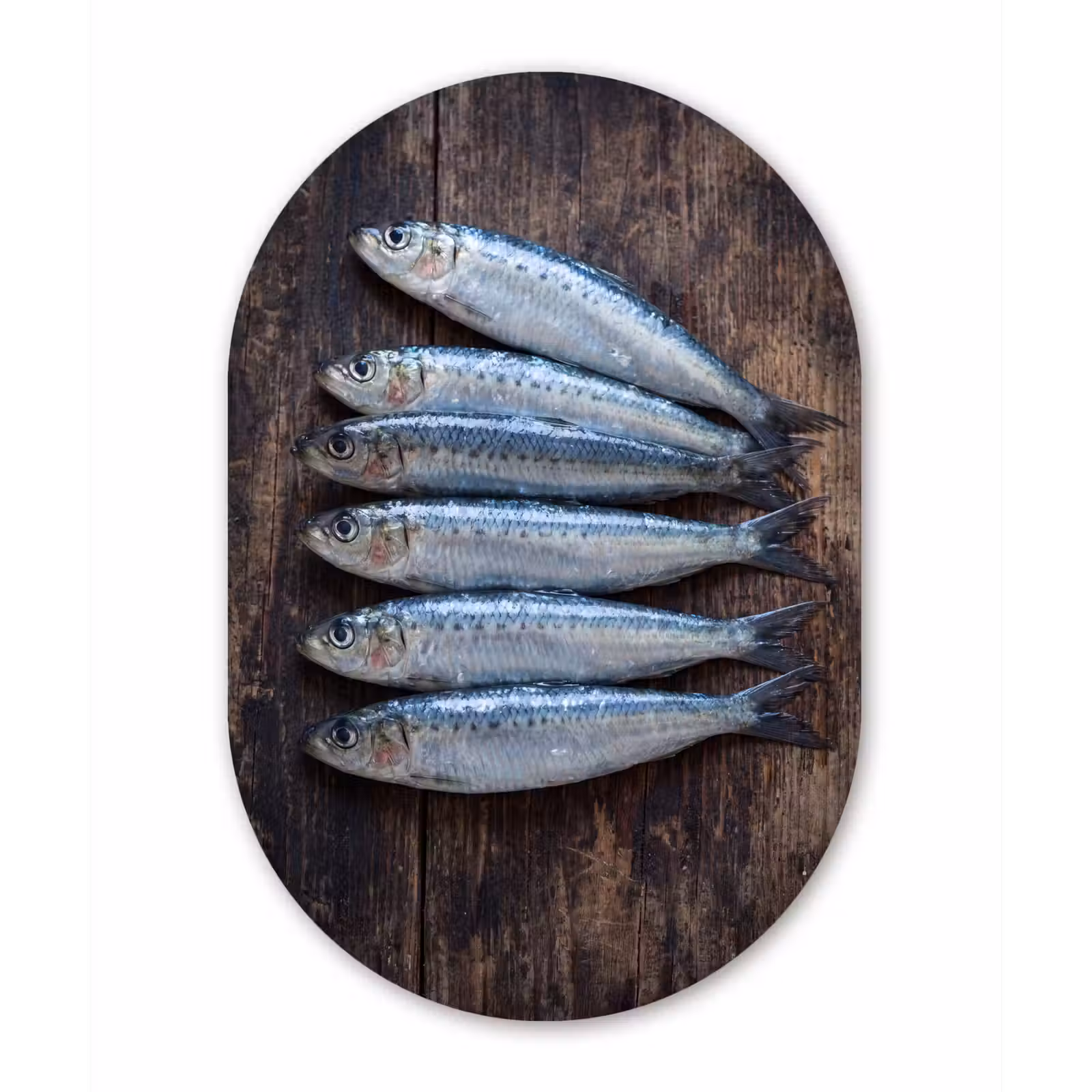 Muurovaal glas - Vis - Hout - Eten - Vis - Hout - Eten Wandcirkel Ovaal Glas middel