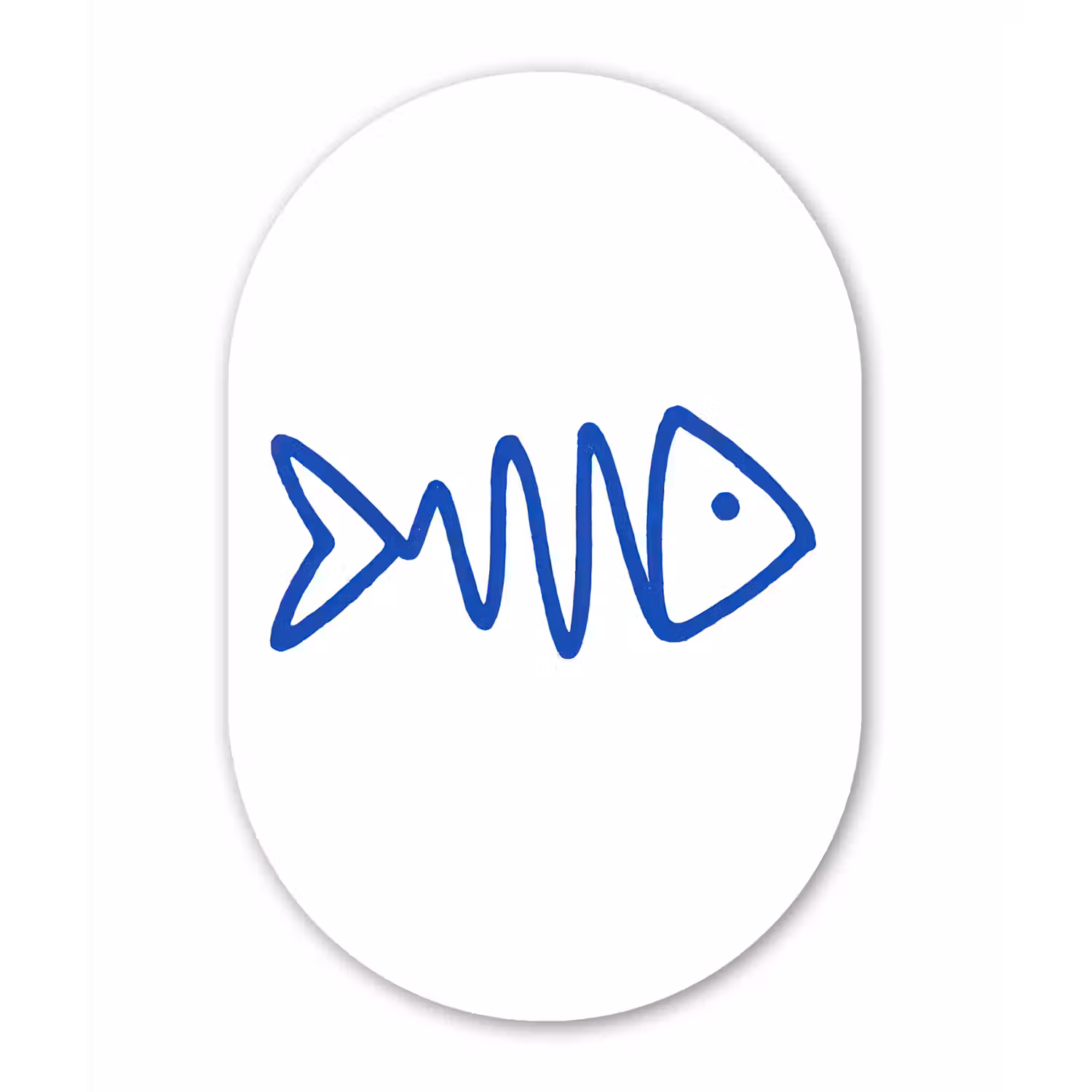 Vis - Minimalistisch - Blauw - Lijn Wandcirkel Ovaal Glas middel -3d
