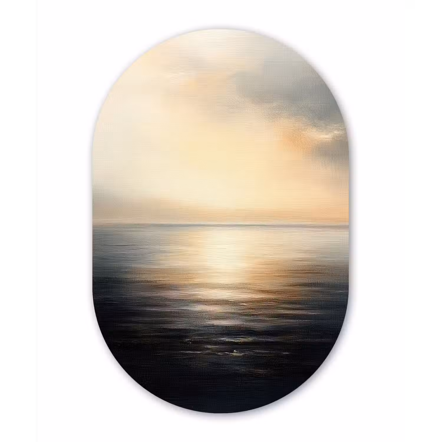 Zon - Horizon - Zee Wandcirkel Ovaal Glas middel -3d