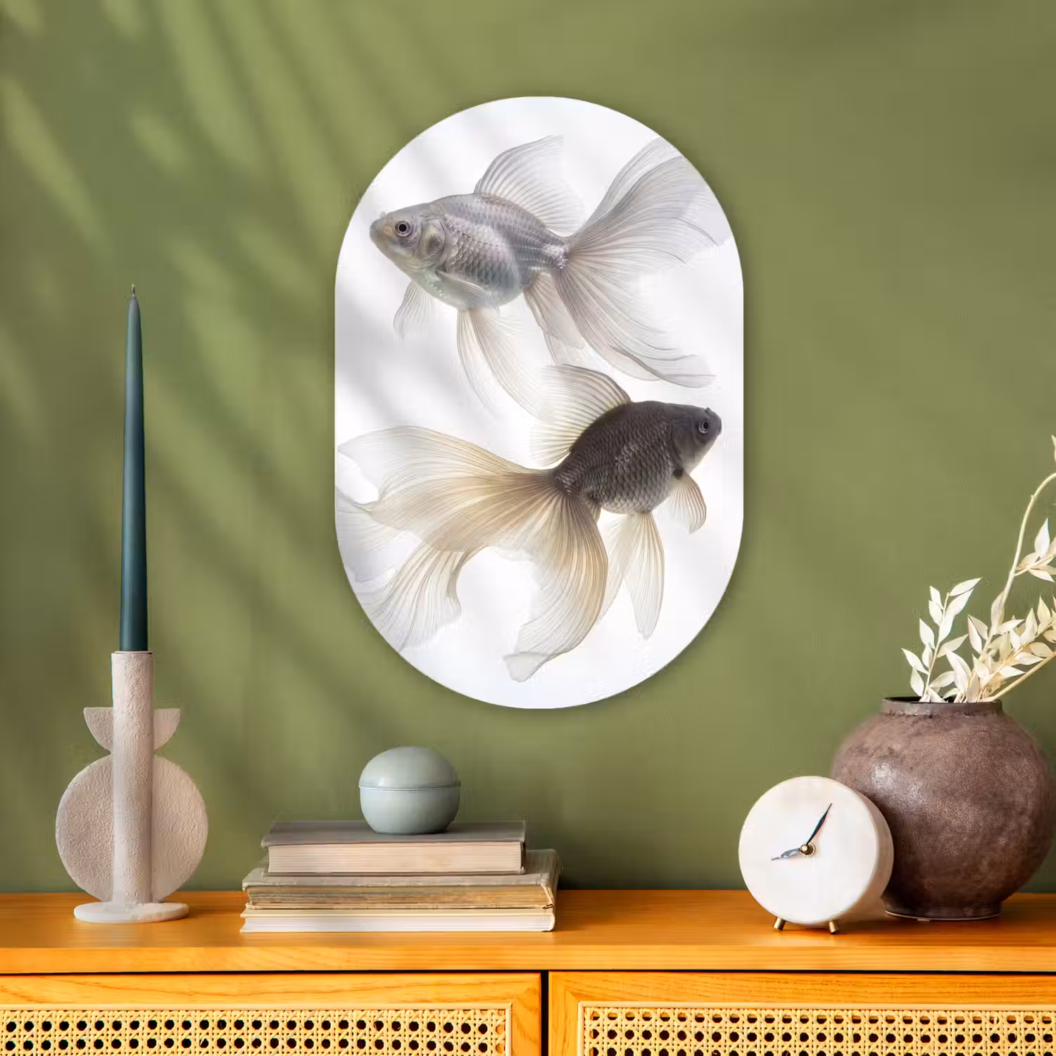 Goudvissen - Modern - Wit Wandcirkel Ovaal Forex klein -sfeer2