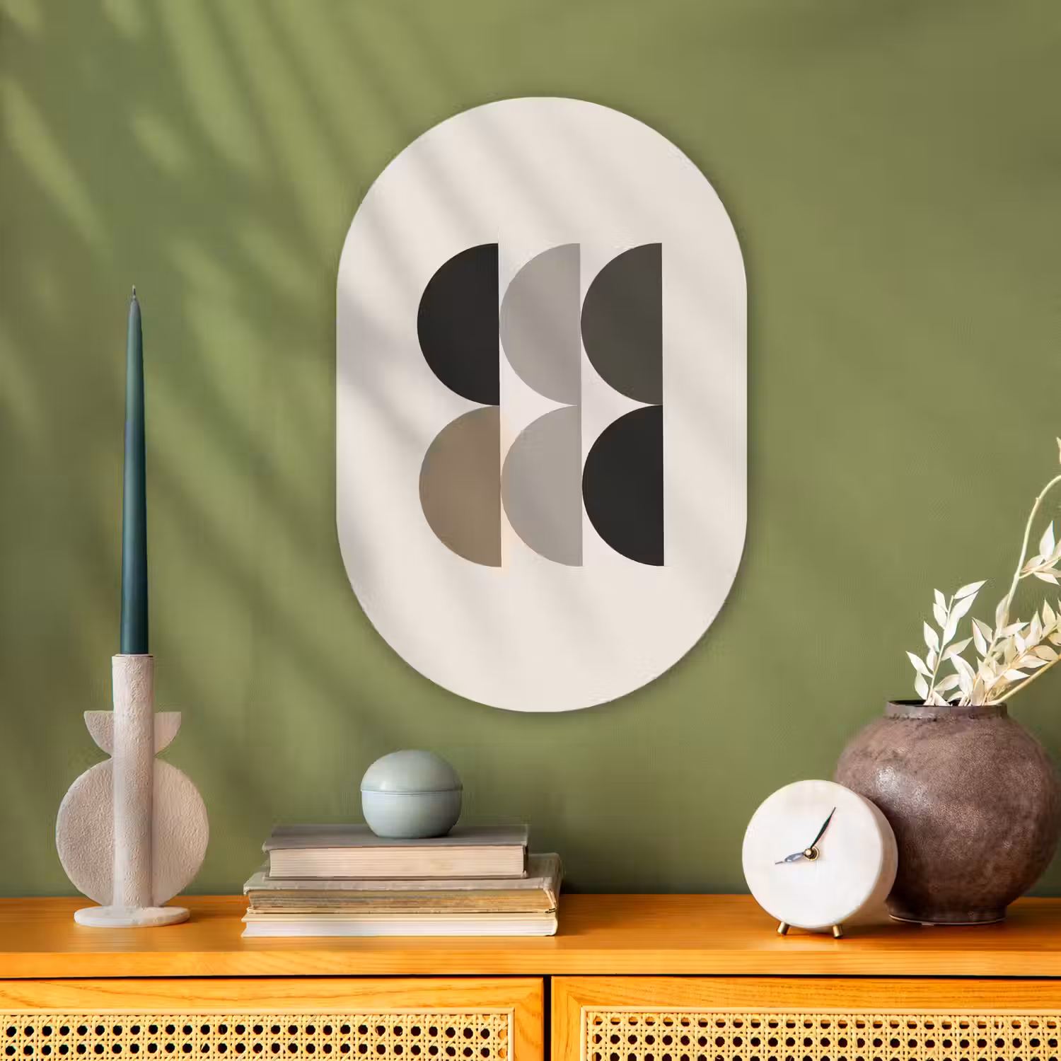 Halve cirkels - Aardetinten - Grafisch Wandcirkel Ovaal Forex klein -sfeer2