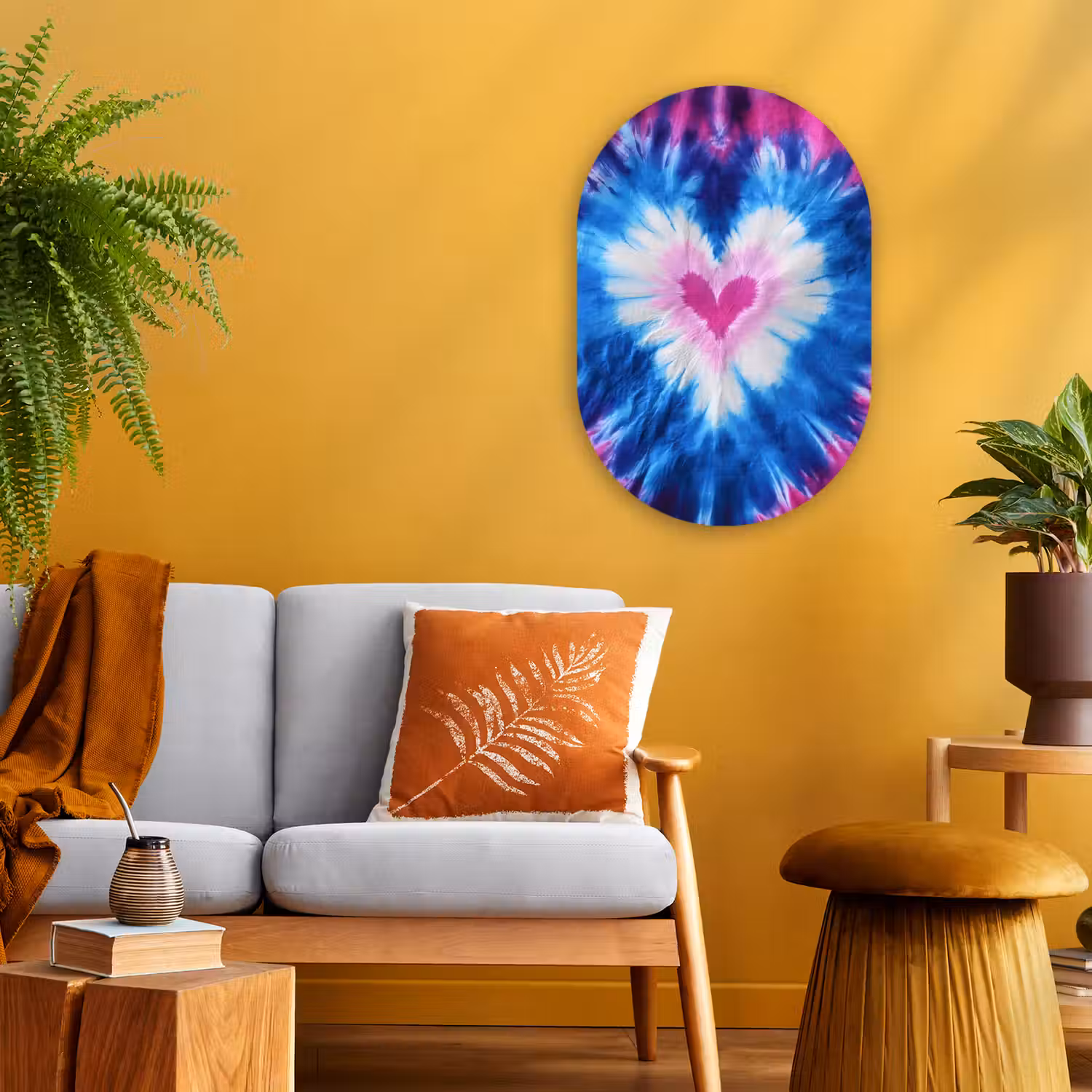 Hartvormig - Tie dye - Paars Wandcirkel Ovaal Forex klein -sfeer4