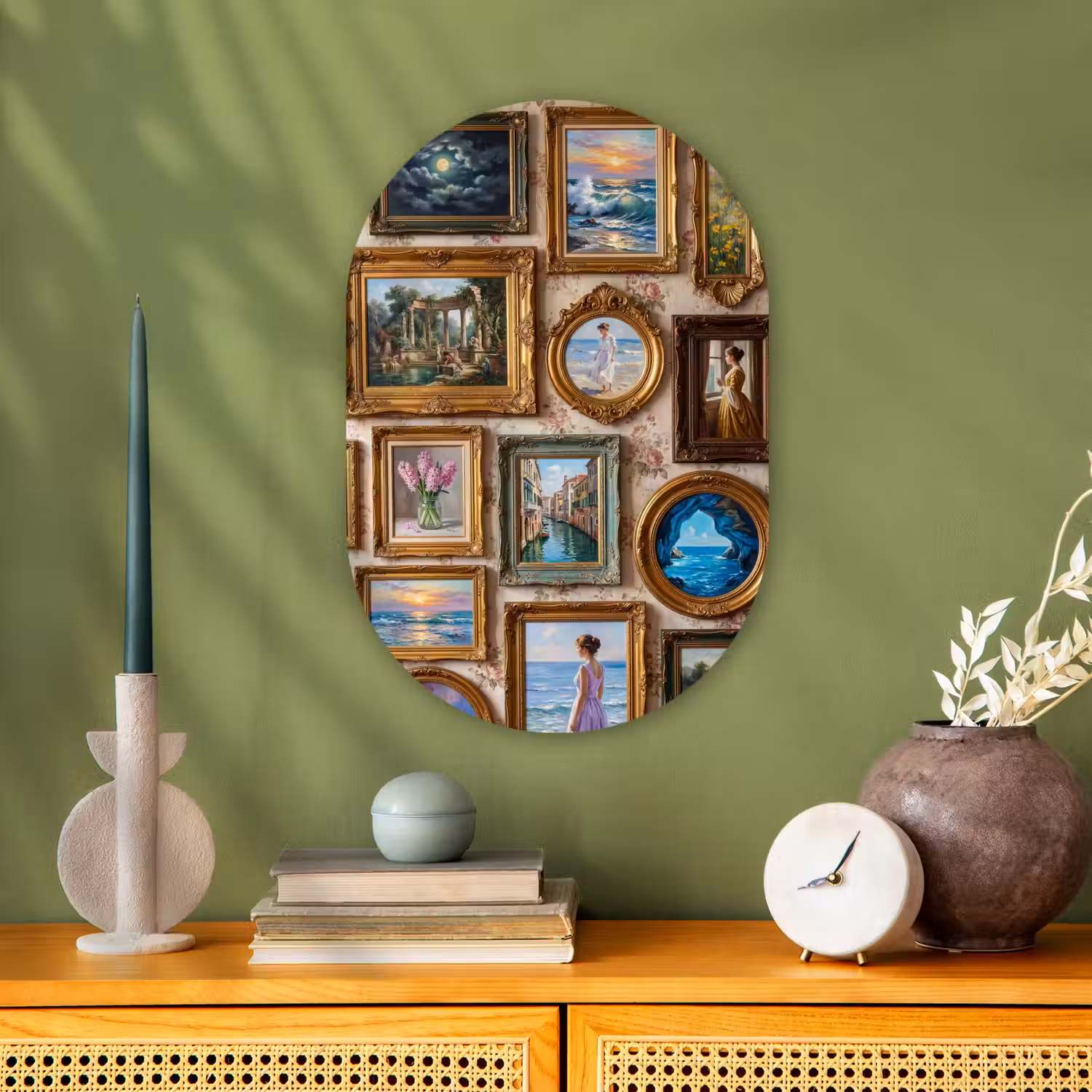 Interieur - Kunst - Collectie - Klassiek - Goud Wandcirkel Ovaal Forex klein -sfeer2