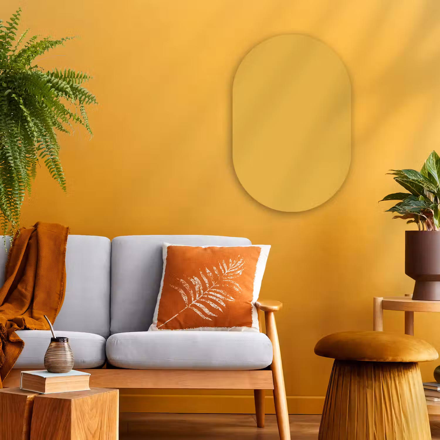 Joyful - Mustard - Geel Wandcirkel Ovaal Forex klein 630 -sfeer4