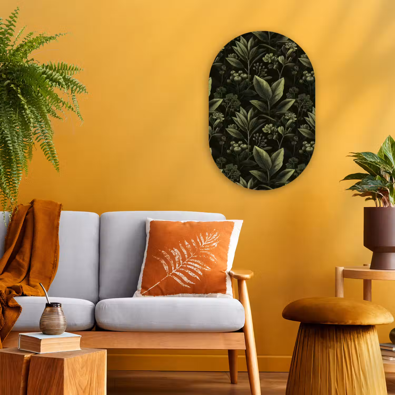 Klassiek - Donker - Botanisch - Planten Wandcirkel Ovaal Forex klein 630 -sfeer4