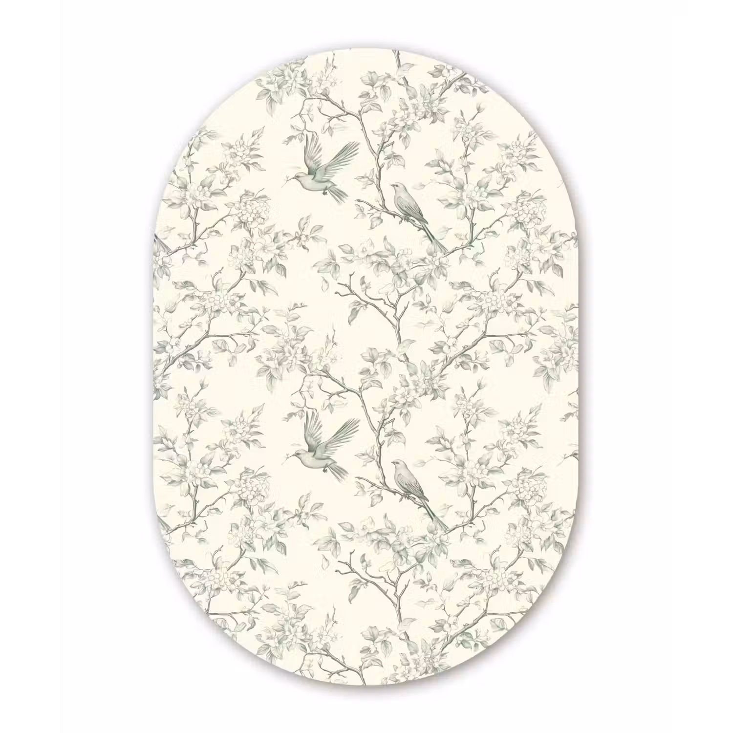 Klassiek - Vogels - Groen Wandcirkel Ovaal Forex klein 630 -3d
