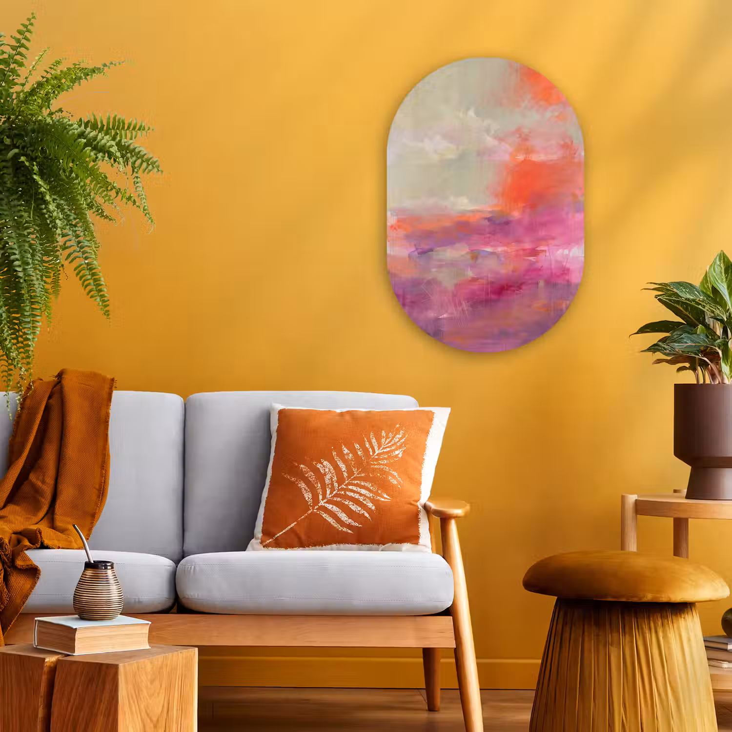 Kunst - Vloeiend - Overgangen - Oranje Wandcirkel Ovaal Forex klein -sfeer4