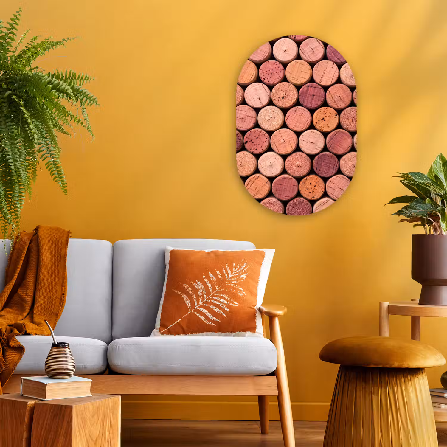 Kurk - Patroon - Abstract - Modern - Rood Wandcirkel Ovaal Forex klein -sfeer4