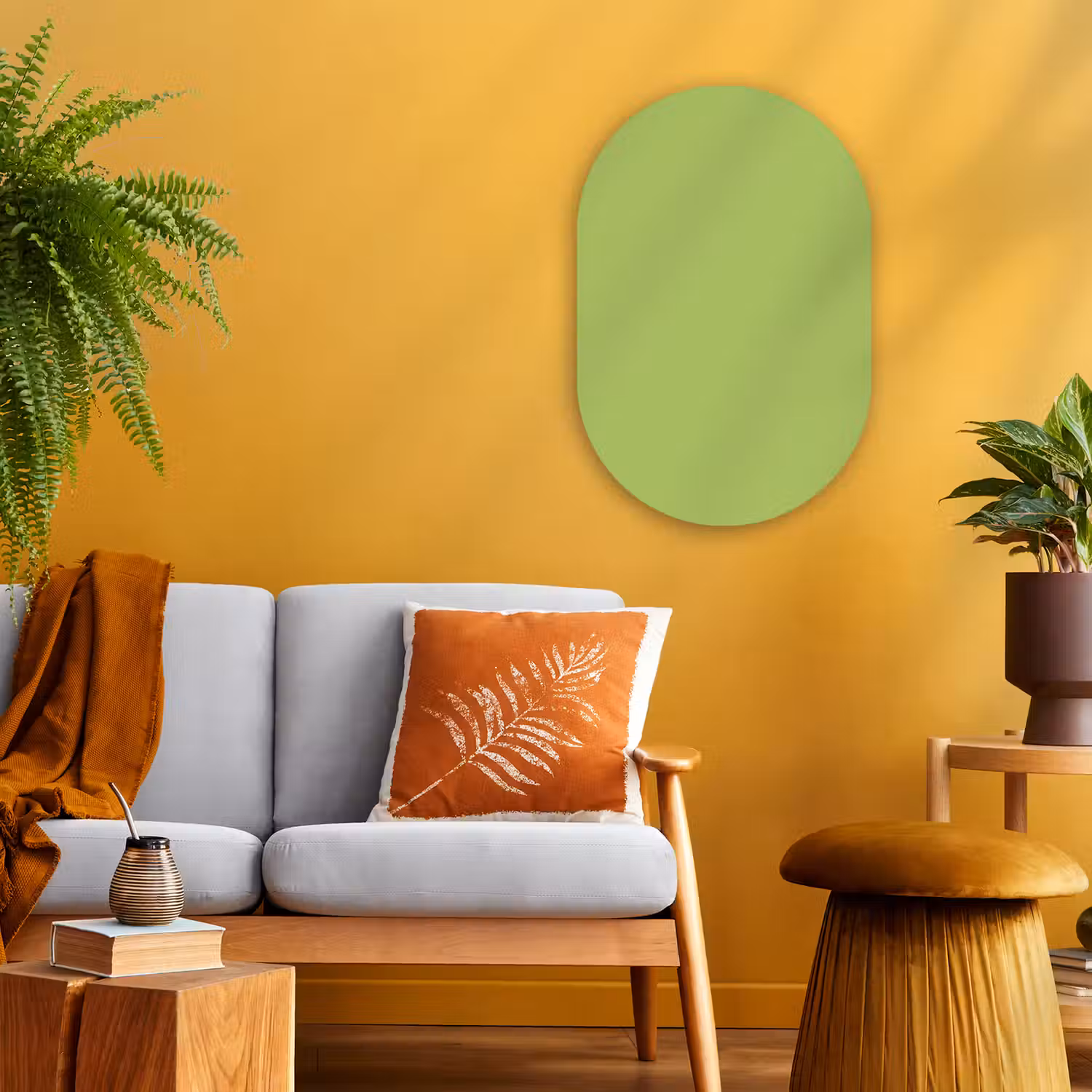 Lime - Glow - Groen Wandcirkel Ovaal Forex klein 630 -sfeer4