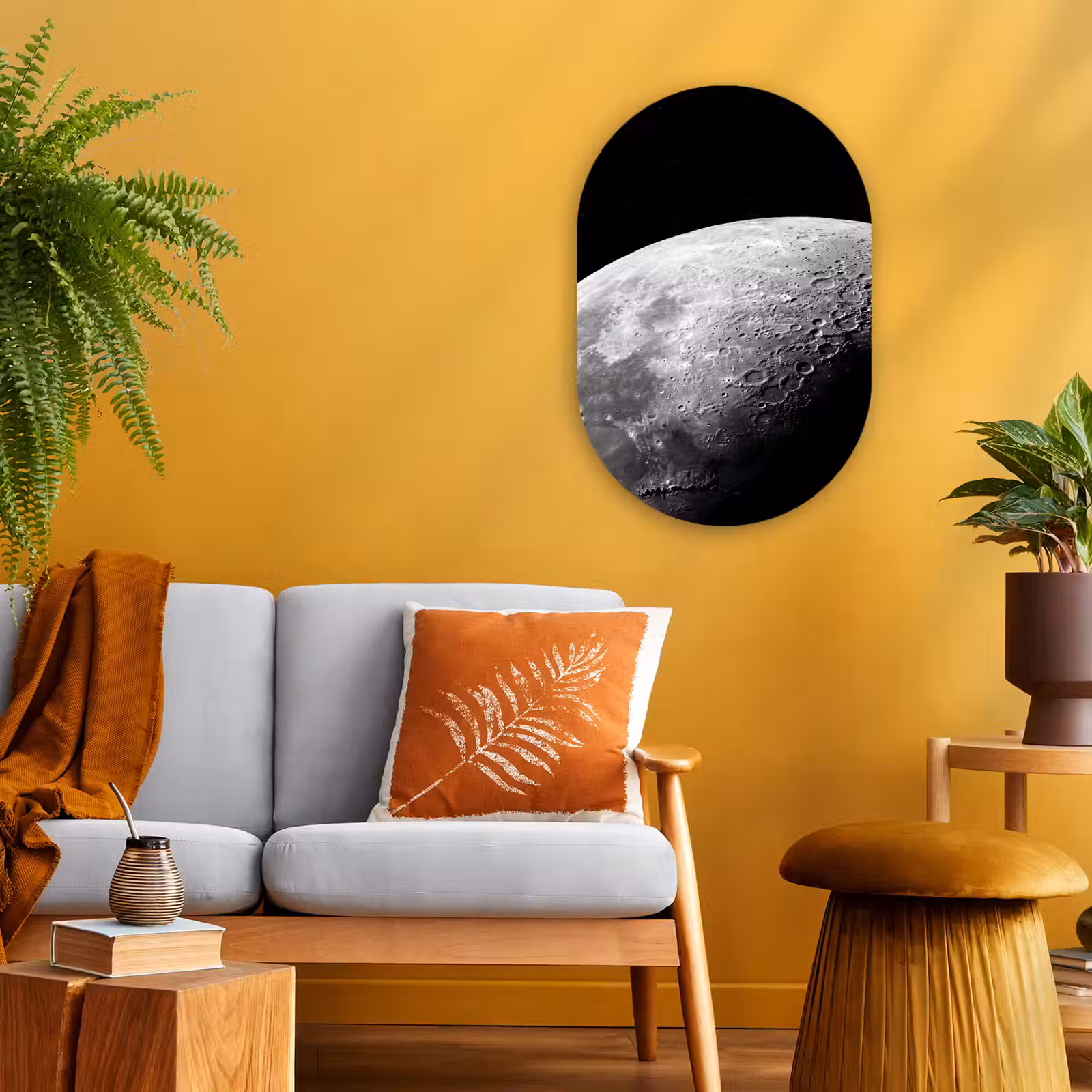 Muurovaal - Maan - Kraters - Ruimte - Maan - Kraters - Ruimte Wandcirkel Ovaal Forex klein