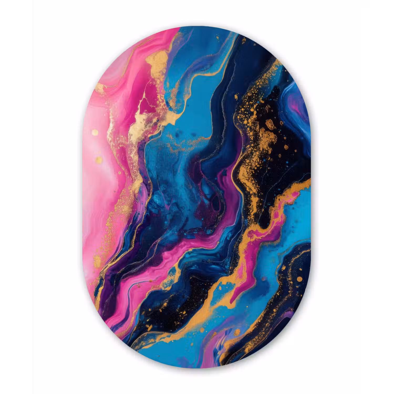 Marmer - Modern - Goud Wandcirkel Ovaal Forex klein -3d