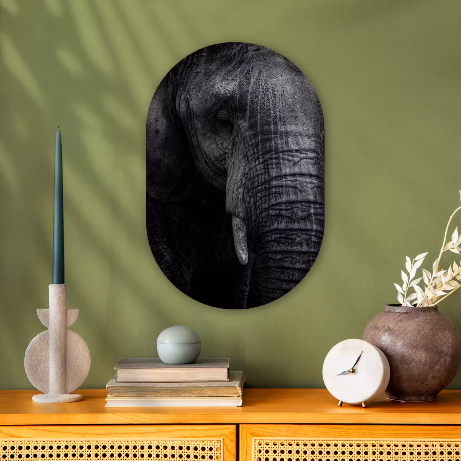 Olifant - Dier - Portret Wandcirkel Ovaal Forex klein -sfeer2