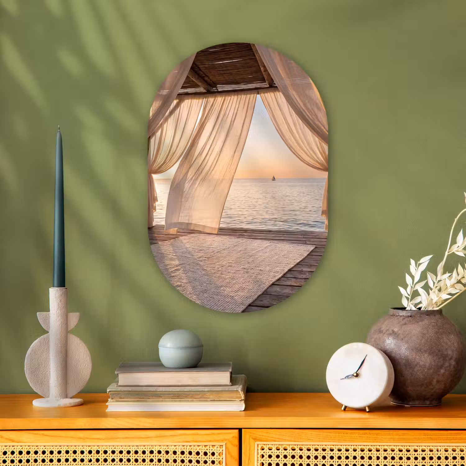 Overkapping - Zee - Zonsondergang - Vakantie - Rust Wandcirkel Ovaal Forex klein -sfeer2