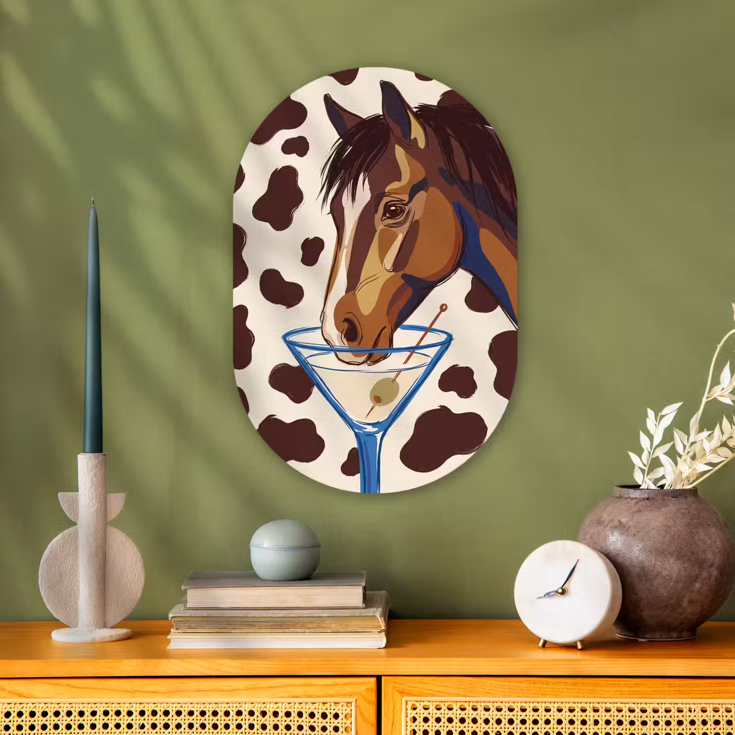 Paard - Martini - Dieren - Abstract - Bruin Wandcirkel Ovaal Forex klein -sfeer2