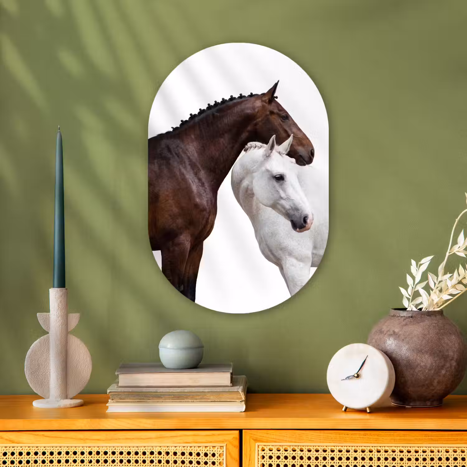 Paard - Modern - Balans Wandcirkel Ovaal Forex klein -sfeer2