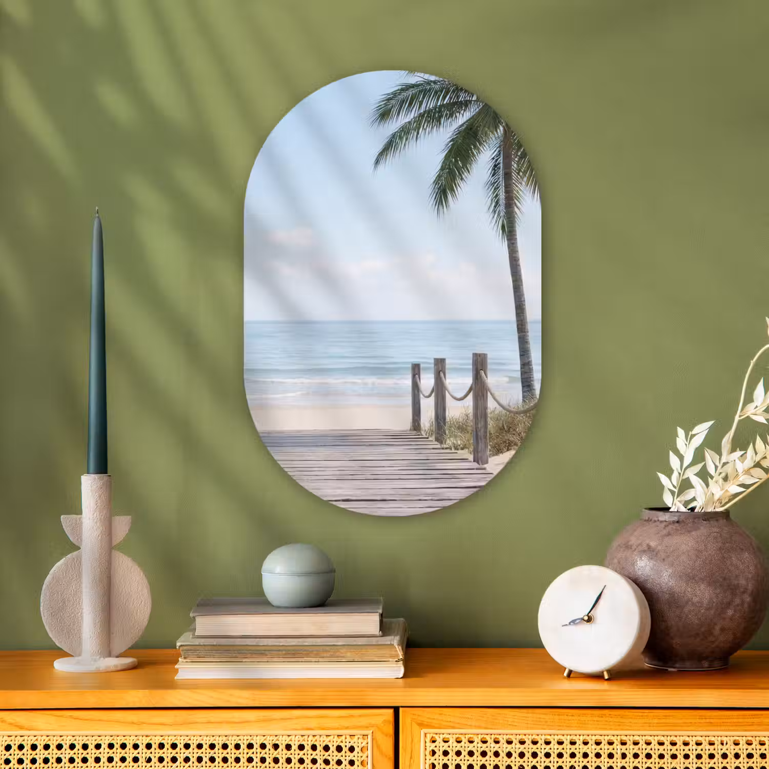 Palmbomen - Pad - Horizon Wandcirkel Ovaal Forex klein -sfeer2