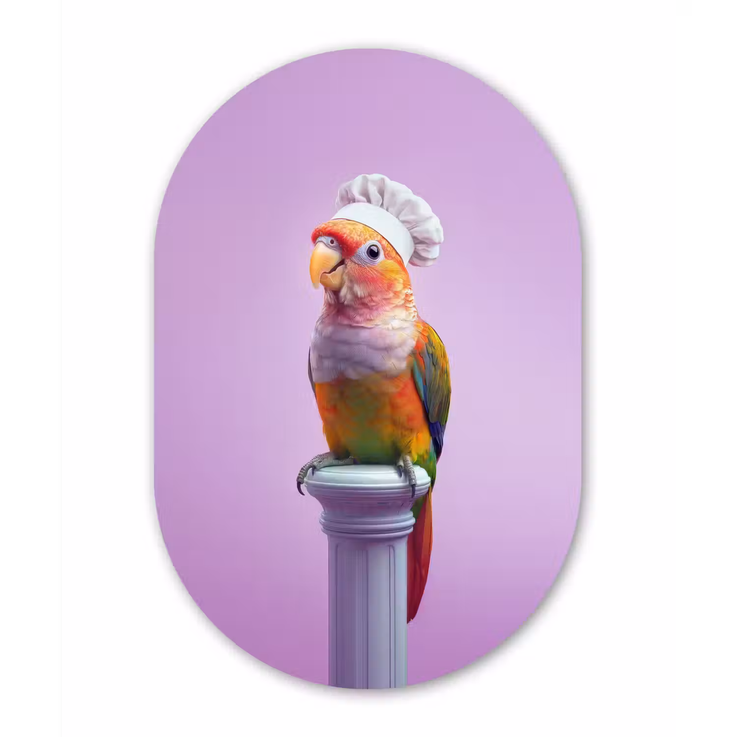 Papegaai - Koksmuts - Pilaar - Vogel Wandcirkel Ovaal Forex klein -3d