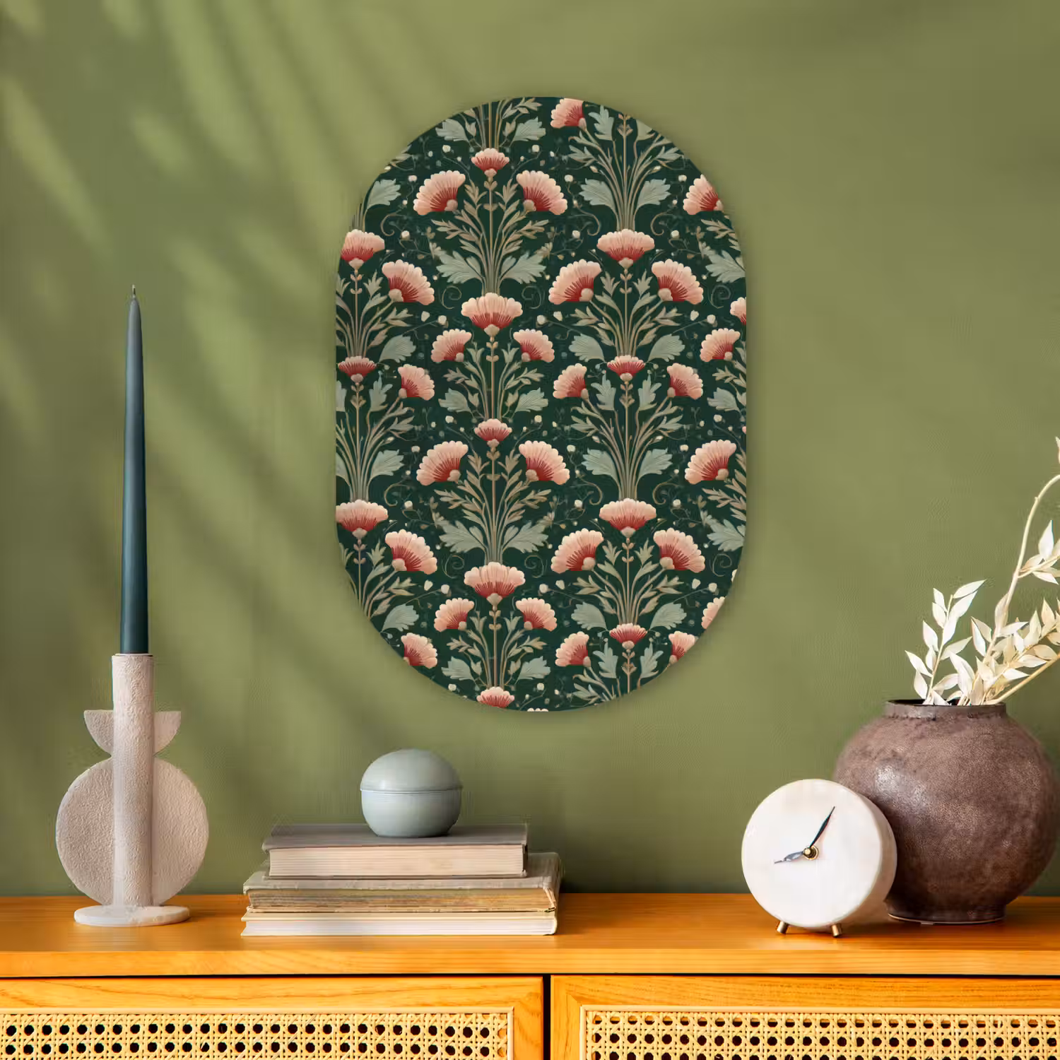 Patroon - Botanisch - Kleurrijk Wandcirkel Ovaal Forex klein 630 -sfeer2
