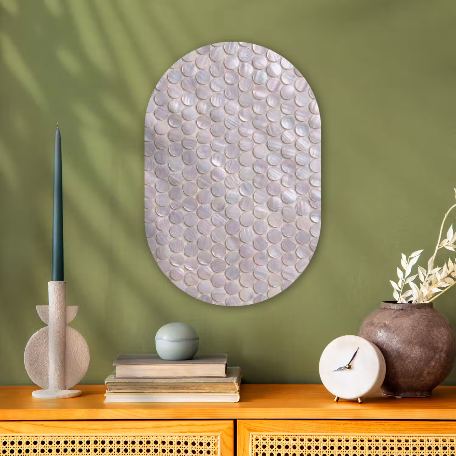 Patroon - Cirkels - Abstract - Modern - Wit Wandcirkel Ovaal Forex klein -sfeer2