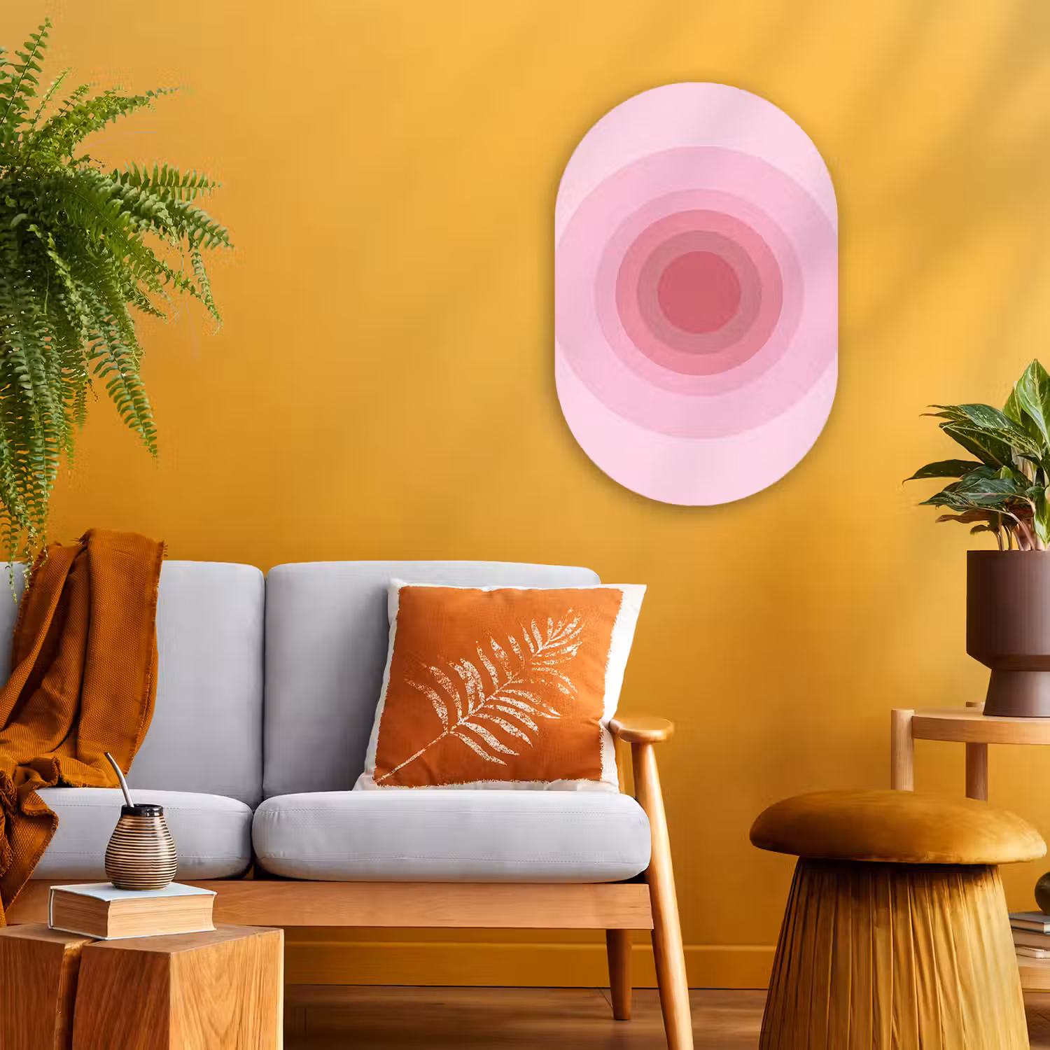Patroon - Cirkels - Abstract - Roze - Modern Wandcirkel Ovaal Forex klein -sfeer4