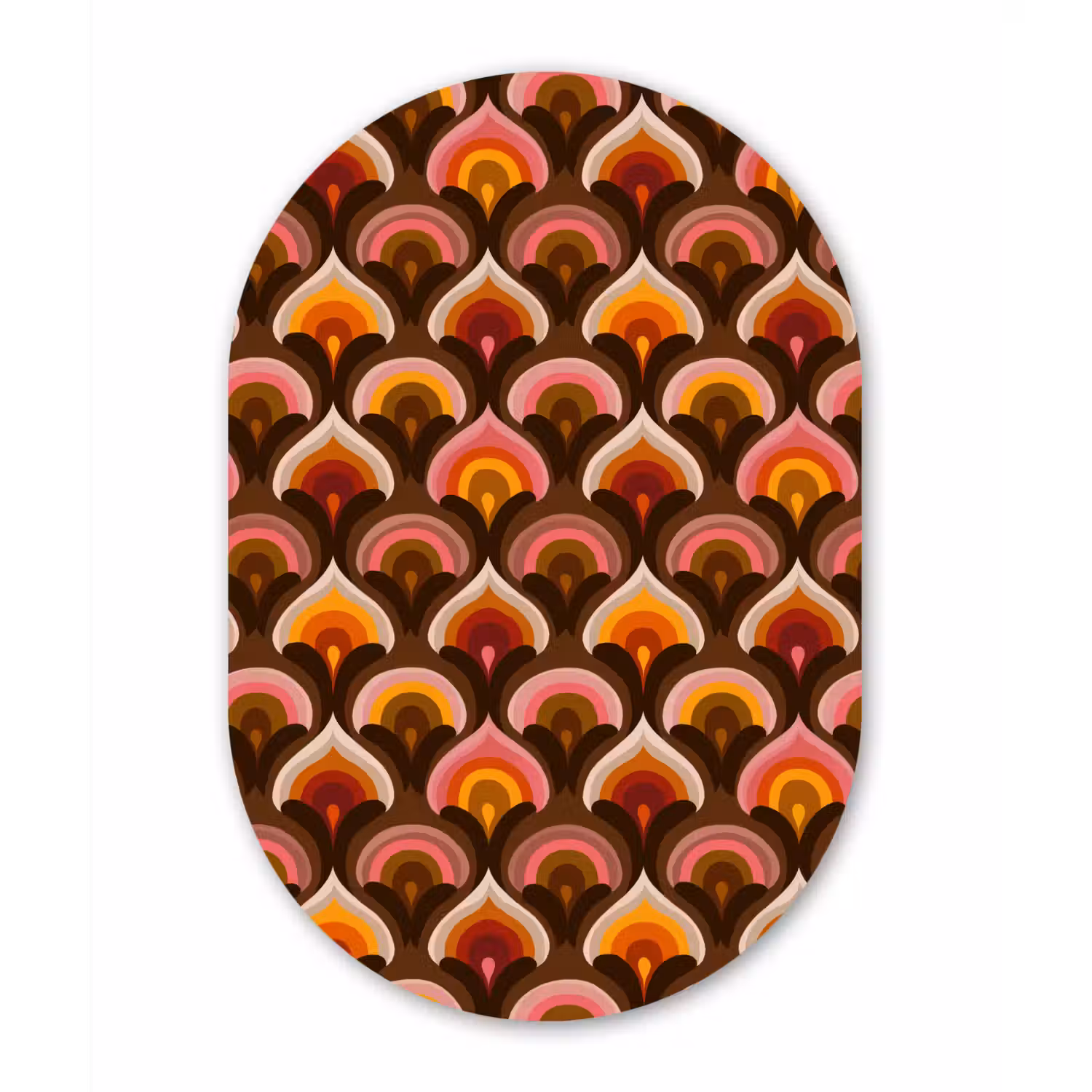 Patroon - Retro - Kleurrijk Wandcirkel Ovaal Forex klein 630 -3d