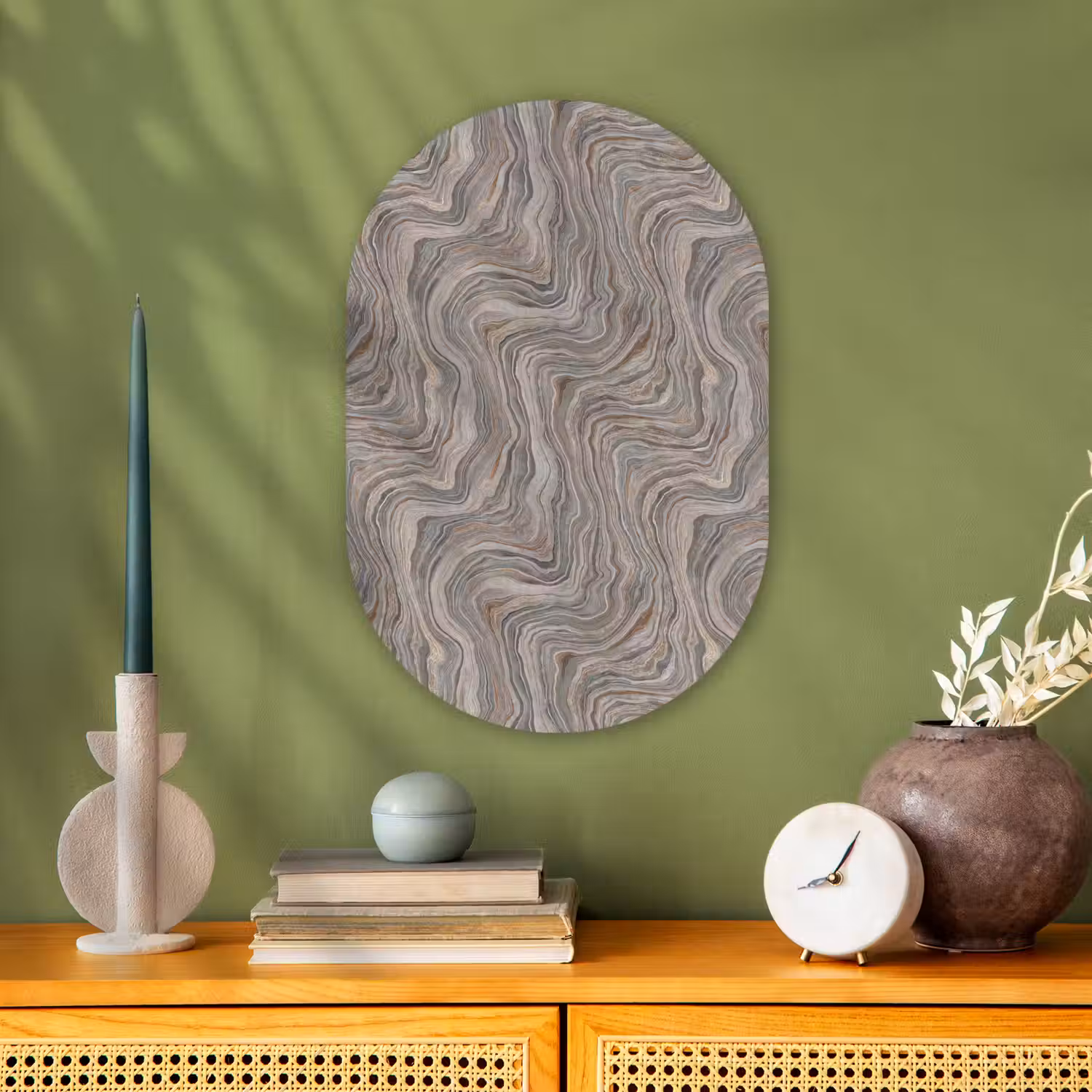 Patroon - Textuur - Grijs Wandcirkel Ovaal Forex klein 630 -sfeer2