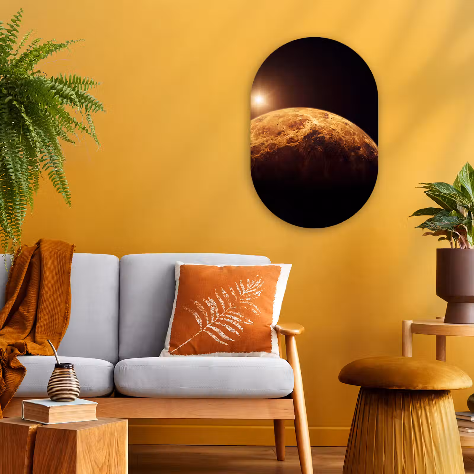 Muurovaal - Planeet - Ruimte - Oranje - Planeet - Ruimte - Oranje Wandcirkel Ovaal Forex klein