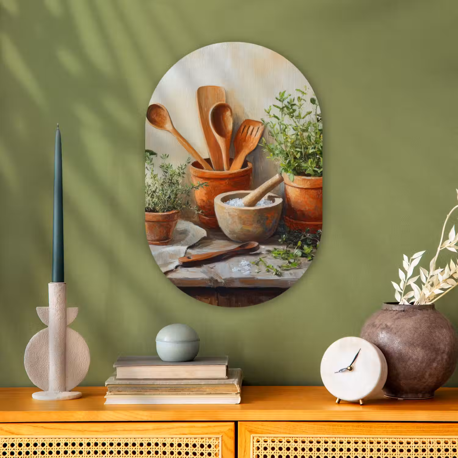 Potten - Kruiden - Hout Wandcirkel Ovaal Forex klein -sfeer2
