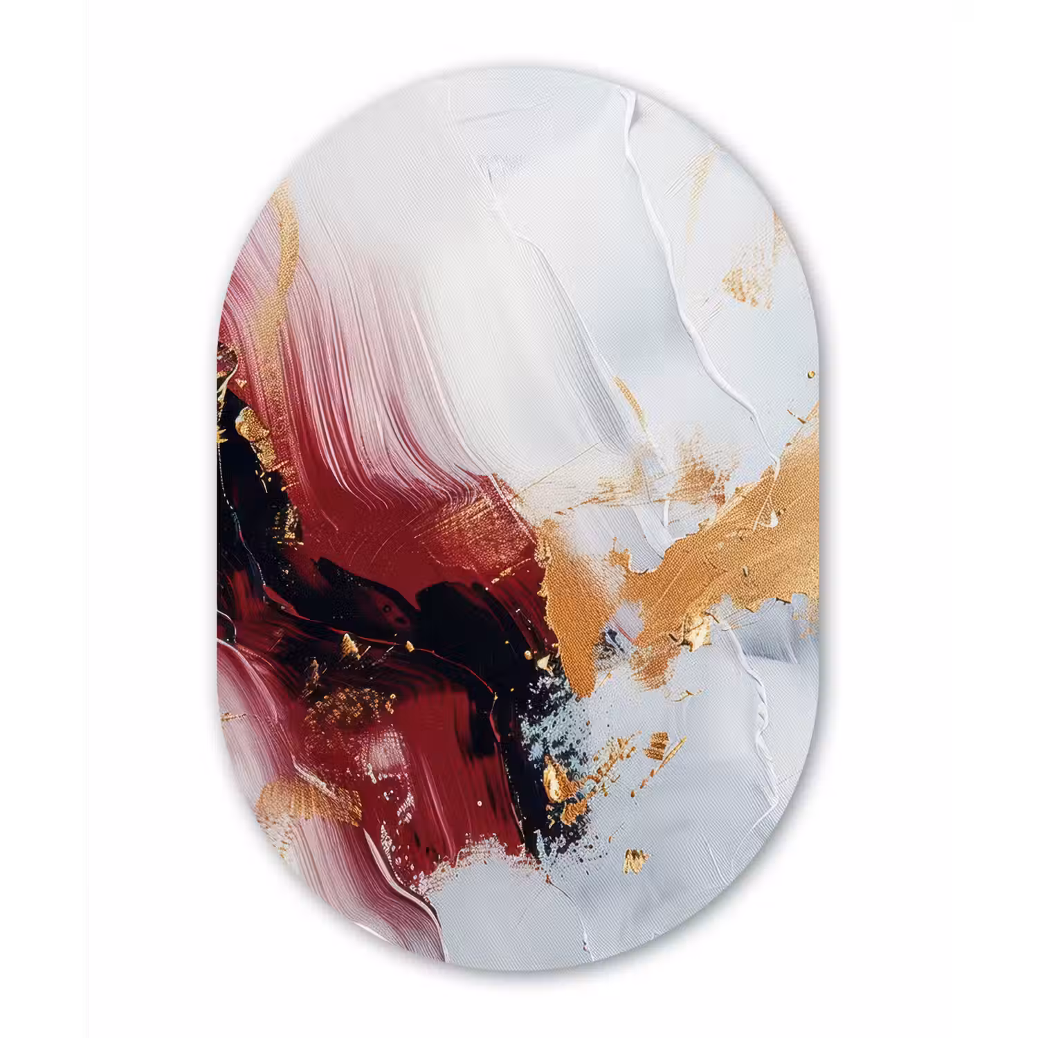 Rood - Abstract - Goud - Modern Wandcirkel Ovaal Forex klein -3d