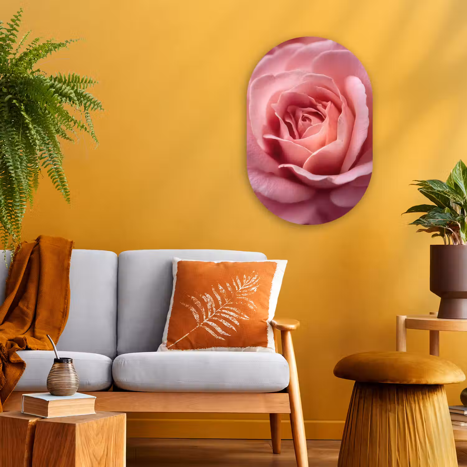 Roze - Roos - Romantisch Wandcirkel Ovaal Forex klein -sfeer4