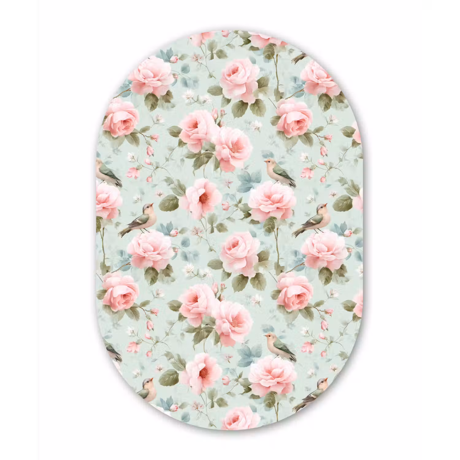 Rozen - Vogels - Pastel - Kleurrijk Wandcirkel Ovaal Forex klein 630 -3d